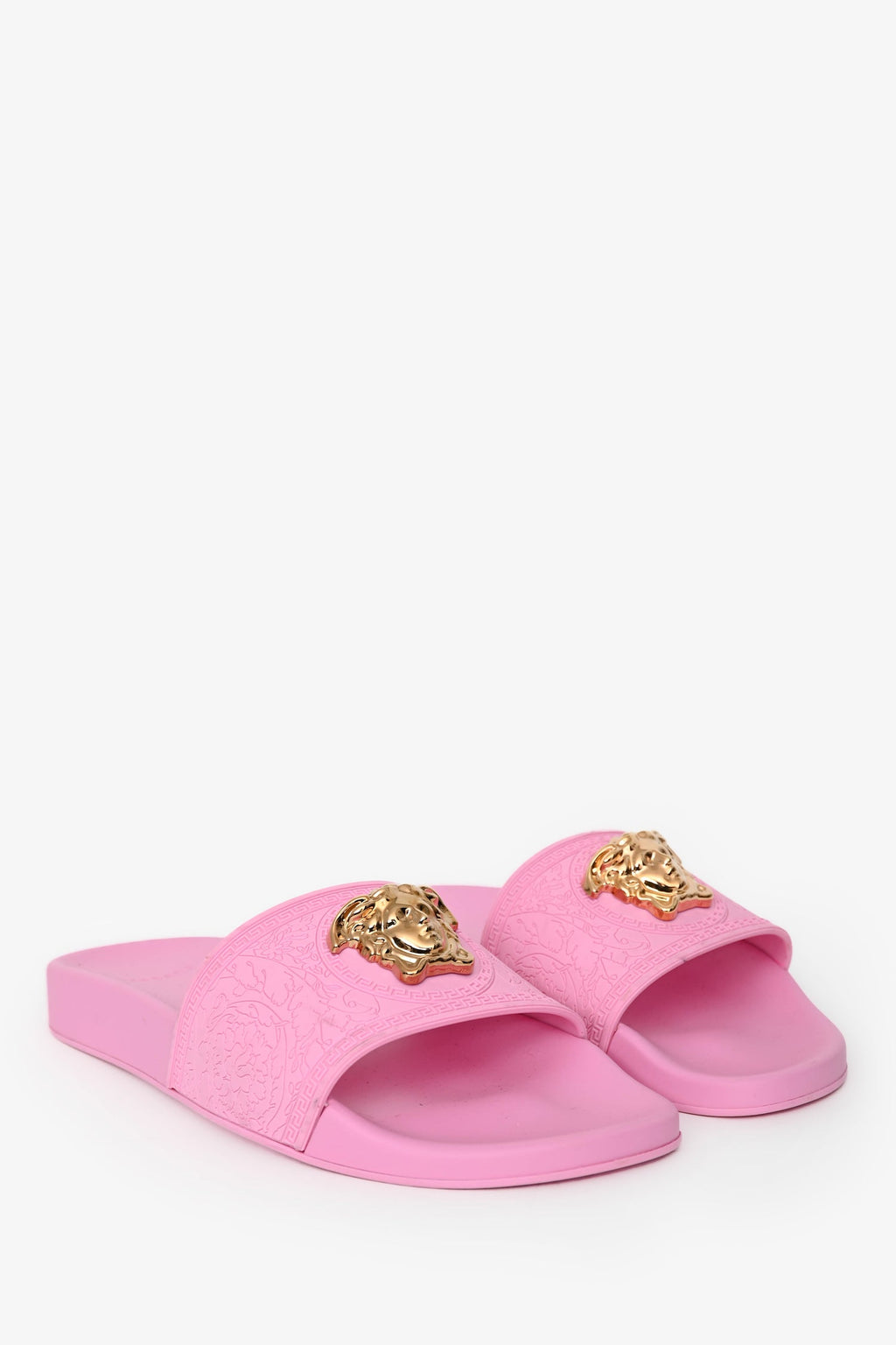 Versace Pink Rubber Medusa Pool Slides Size 41