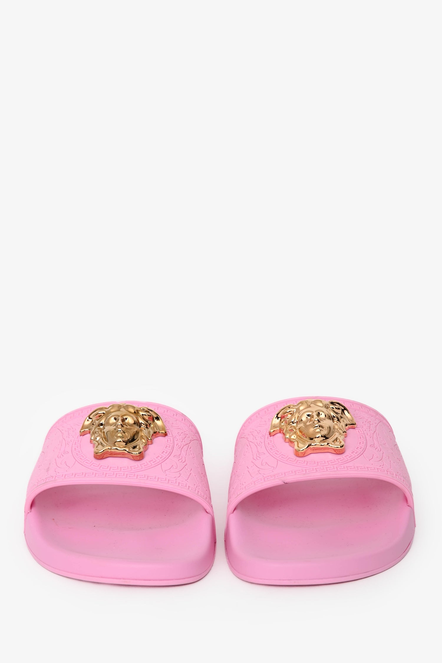 Versace Pink Rubber Medusa Pool Slides Size 41