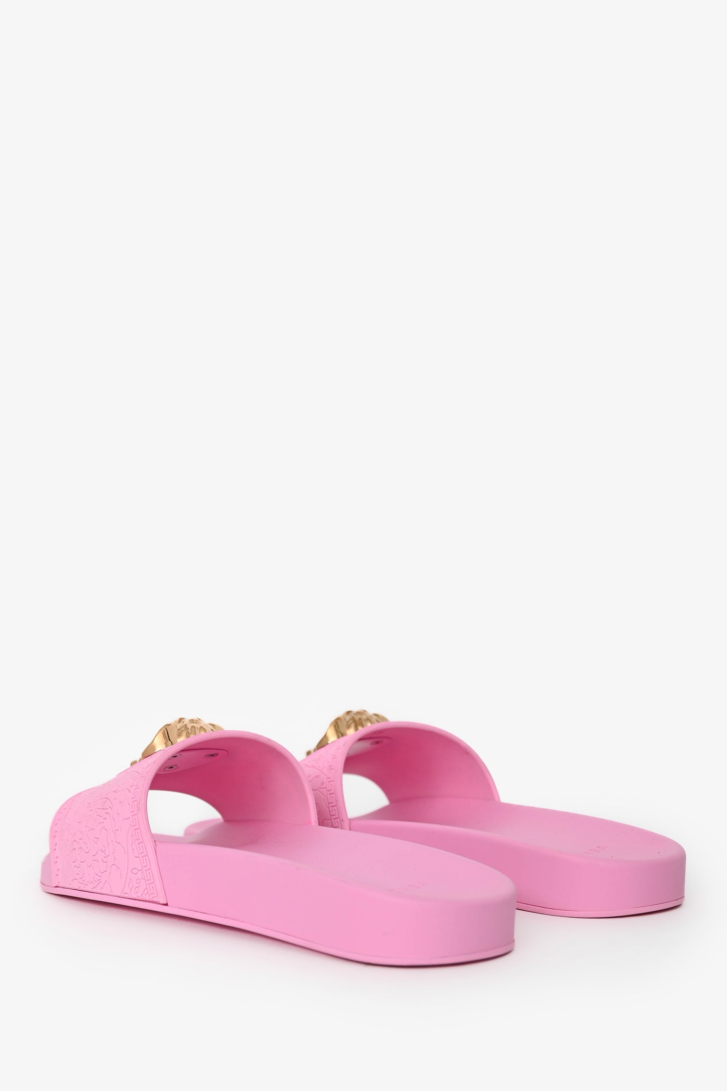 Versace Pink Rubber Medusa Pool Slides Size 41