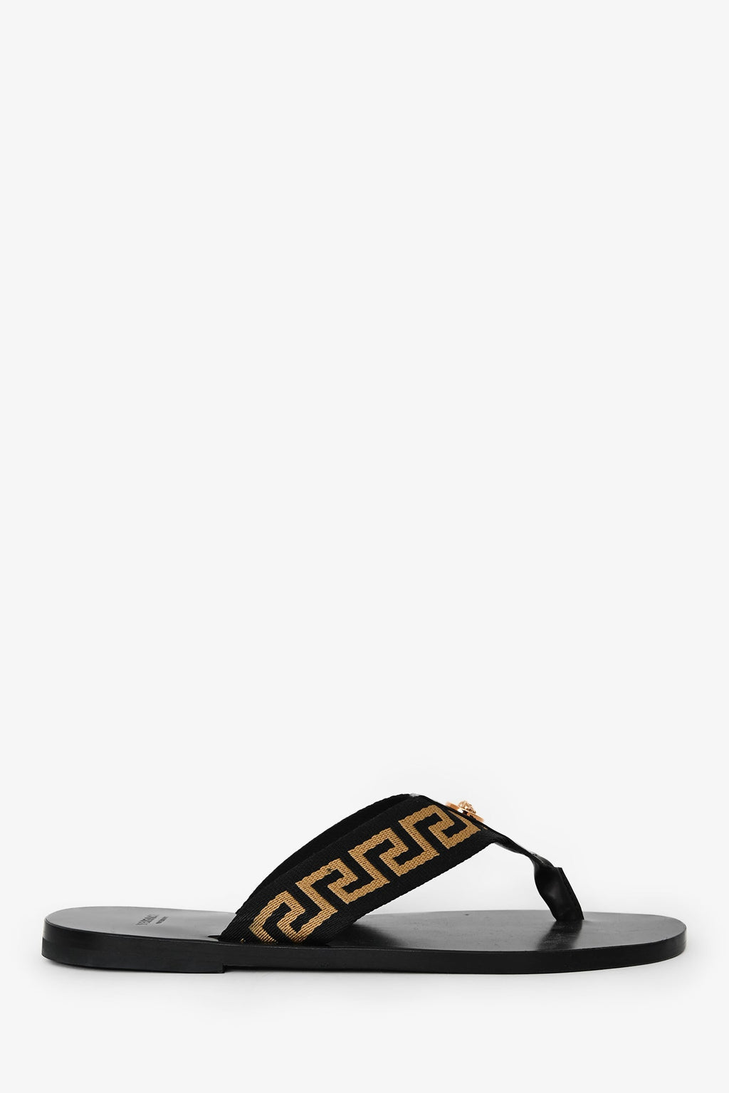 Versace Black Greca Thong Sandals Size 44
