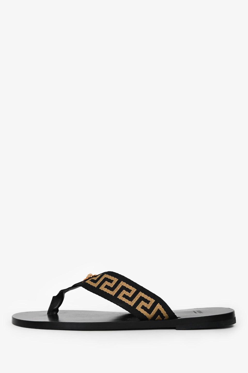 Versace Black Greca Thong Sandals Size 44