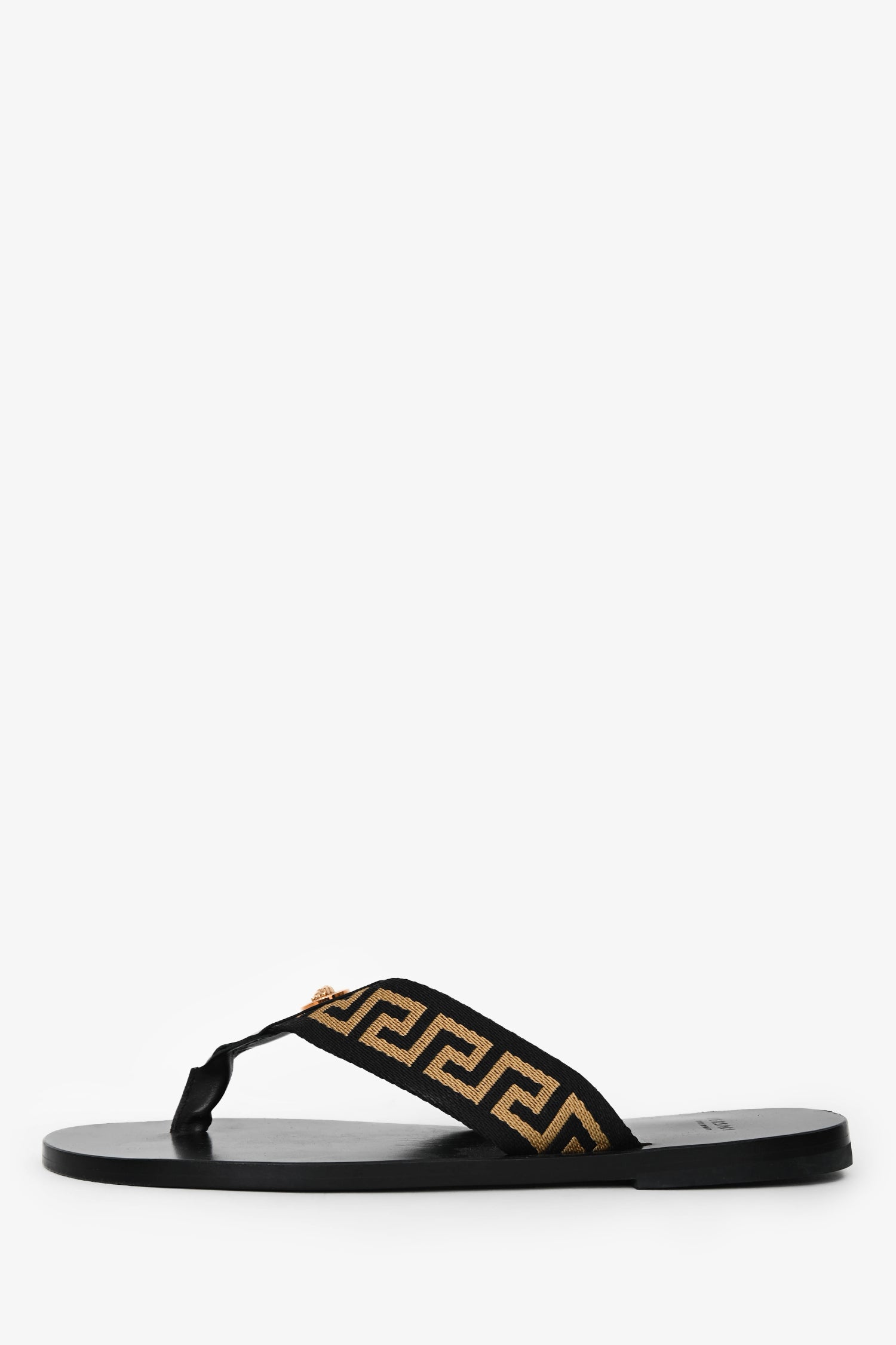Versace Black Greca Thong Sandals Size 44