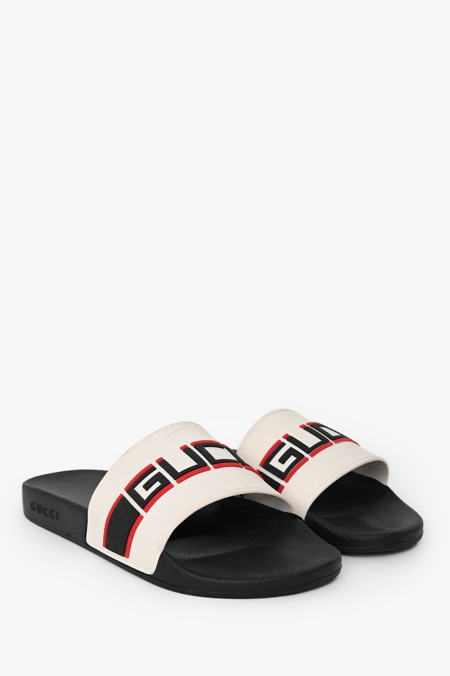 Gucci Cream Rubber Red/BlackLogo Slides Size 11 Mens