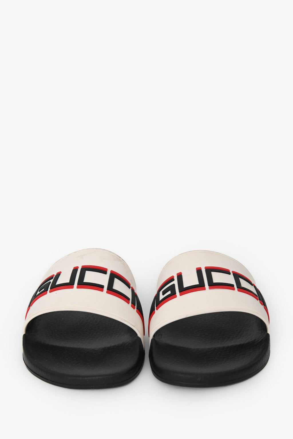 Gucci Cream Rubber Red/BlackLogo Slides Size 11 Mens