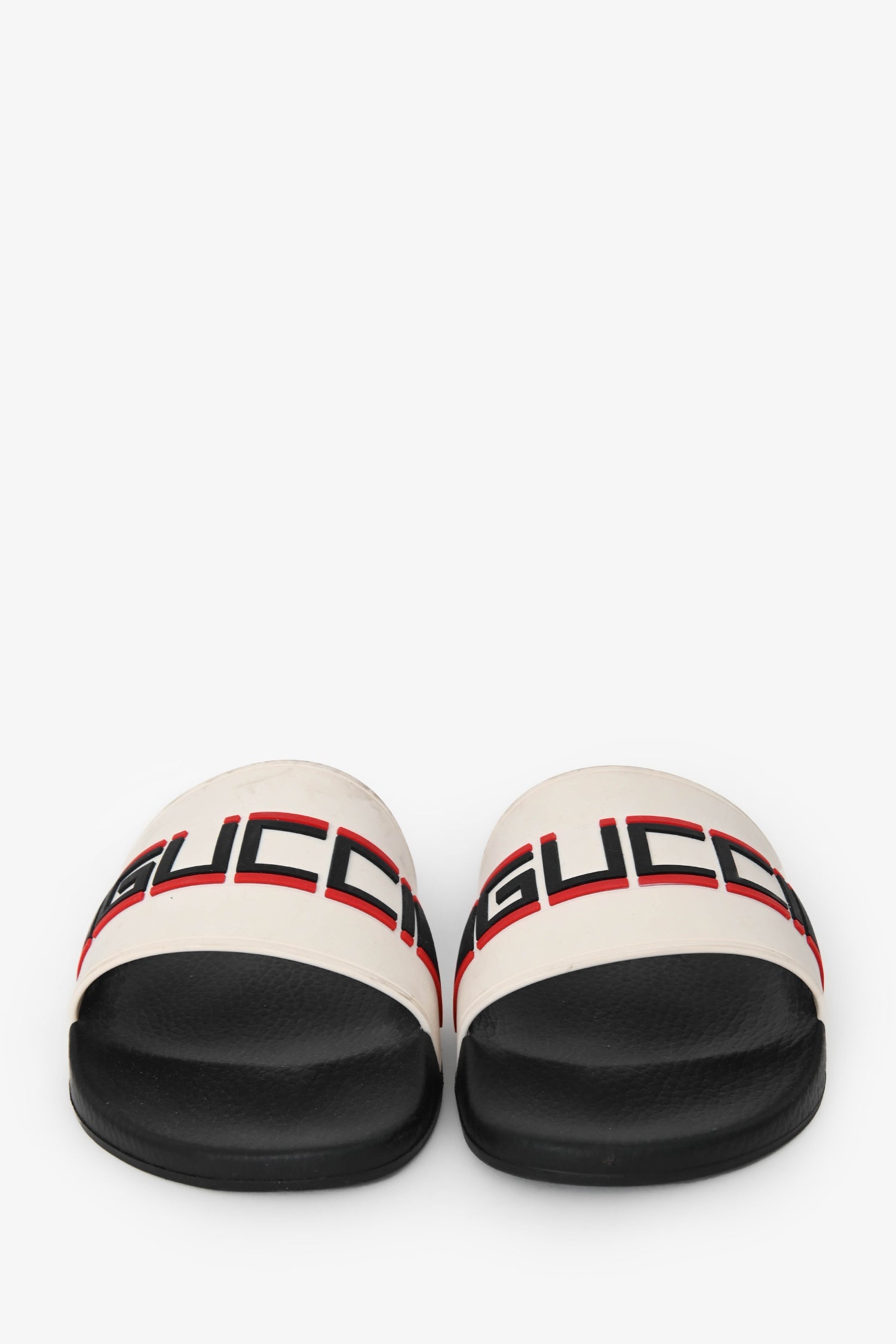 Gucci Cream Rubber Red/BlackLogo Slides Size 11 Mens