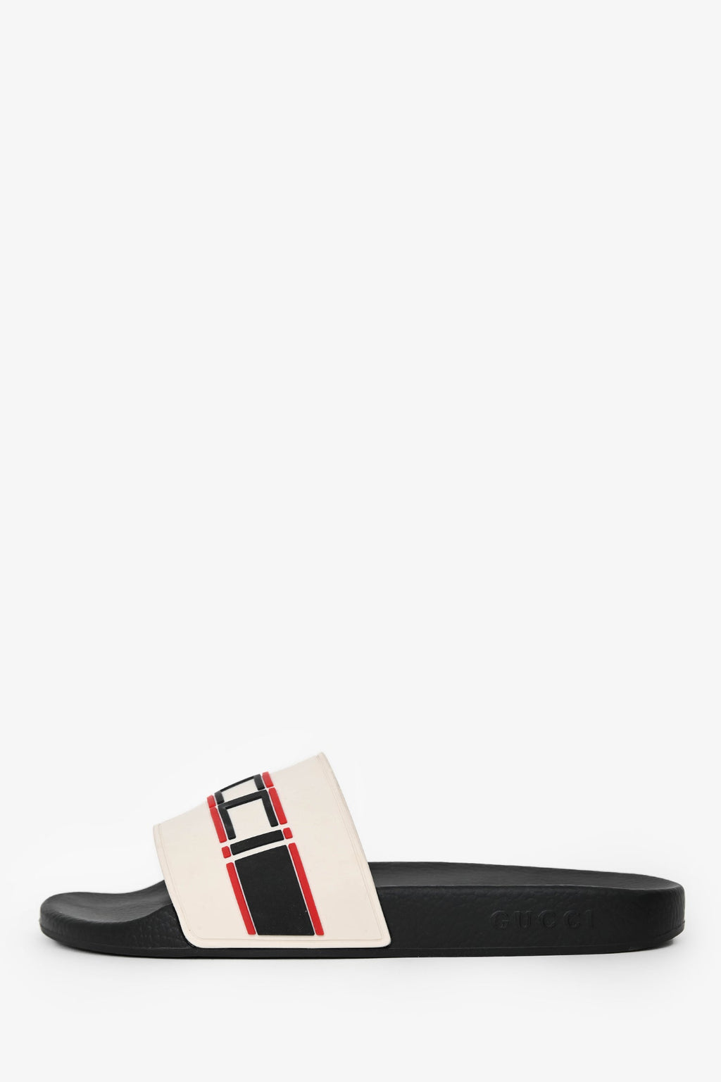 Gucci Cream Rubber Red/BlackLogo Slides Size 11 Mens