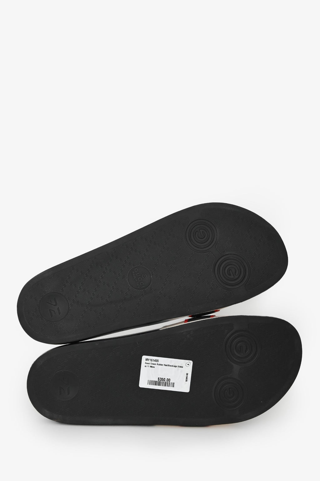 Gucci Cream Rubber Red/BlackLogo Slides Size 11 Mens