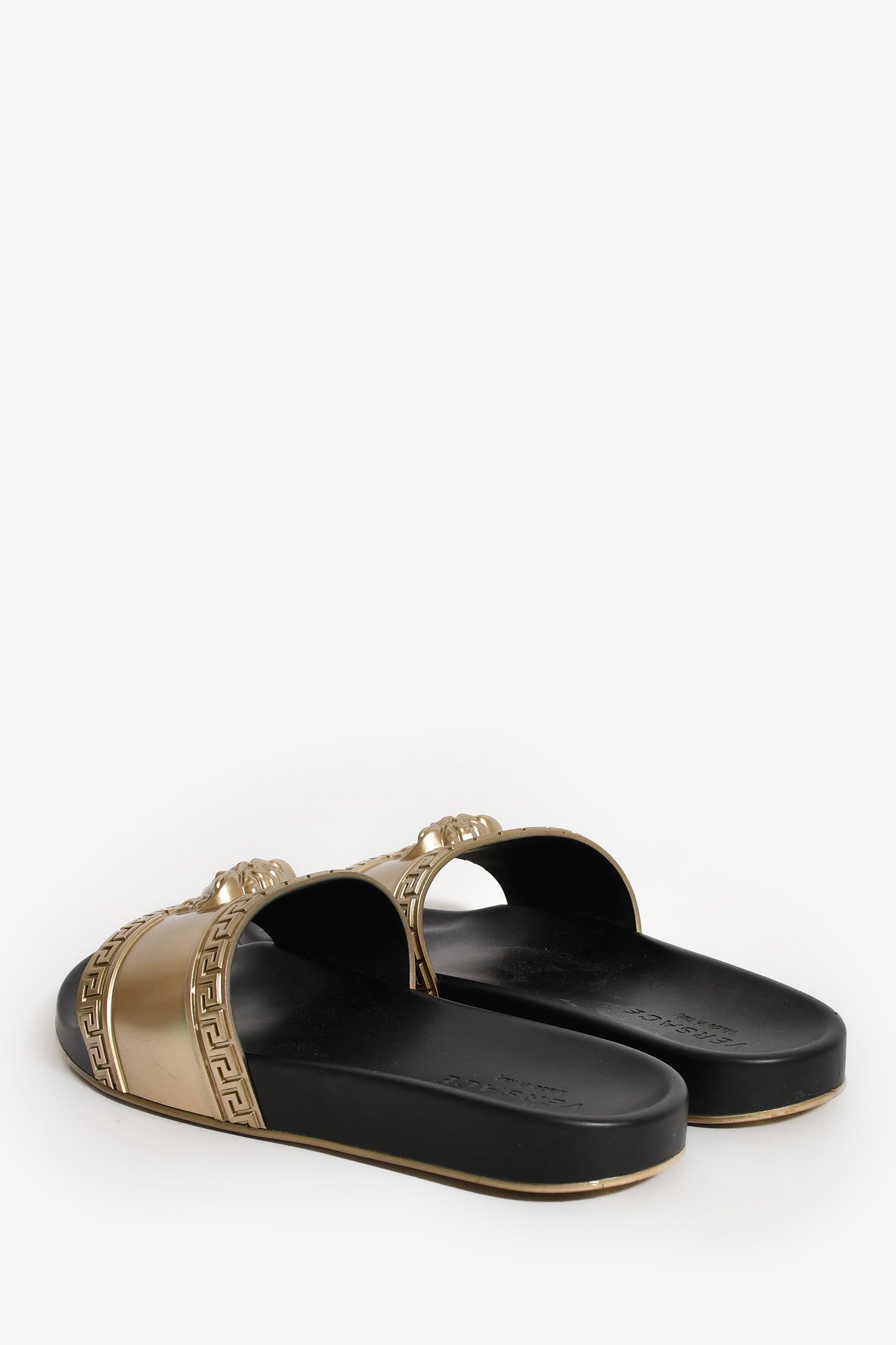 Versace Bronze Rubber Medusa Pool Slides Size 42
