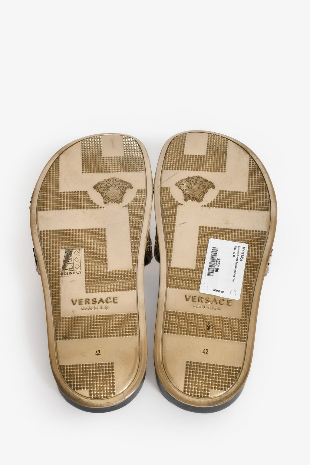 Versace Bronze Rubber Medusa Pool Slides Size 42