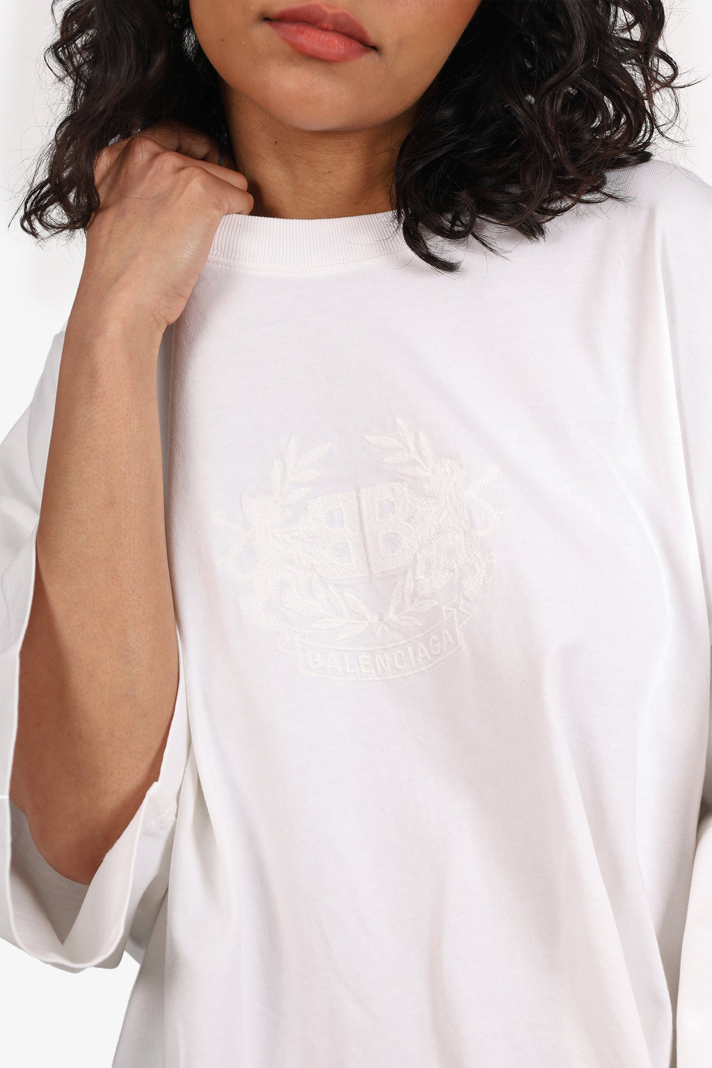 Balenciaga White Logo Embroidery Boxy T-Shirt Size L Mens