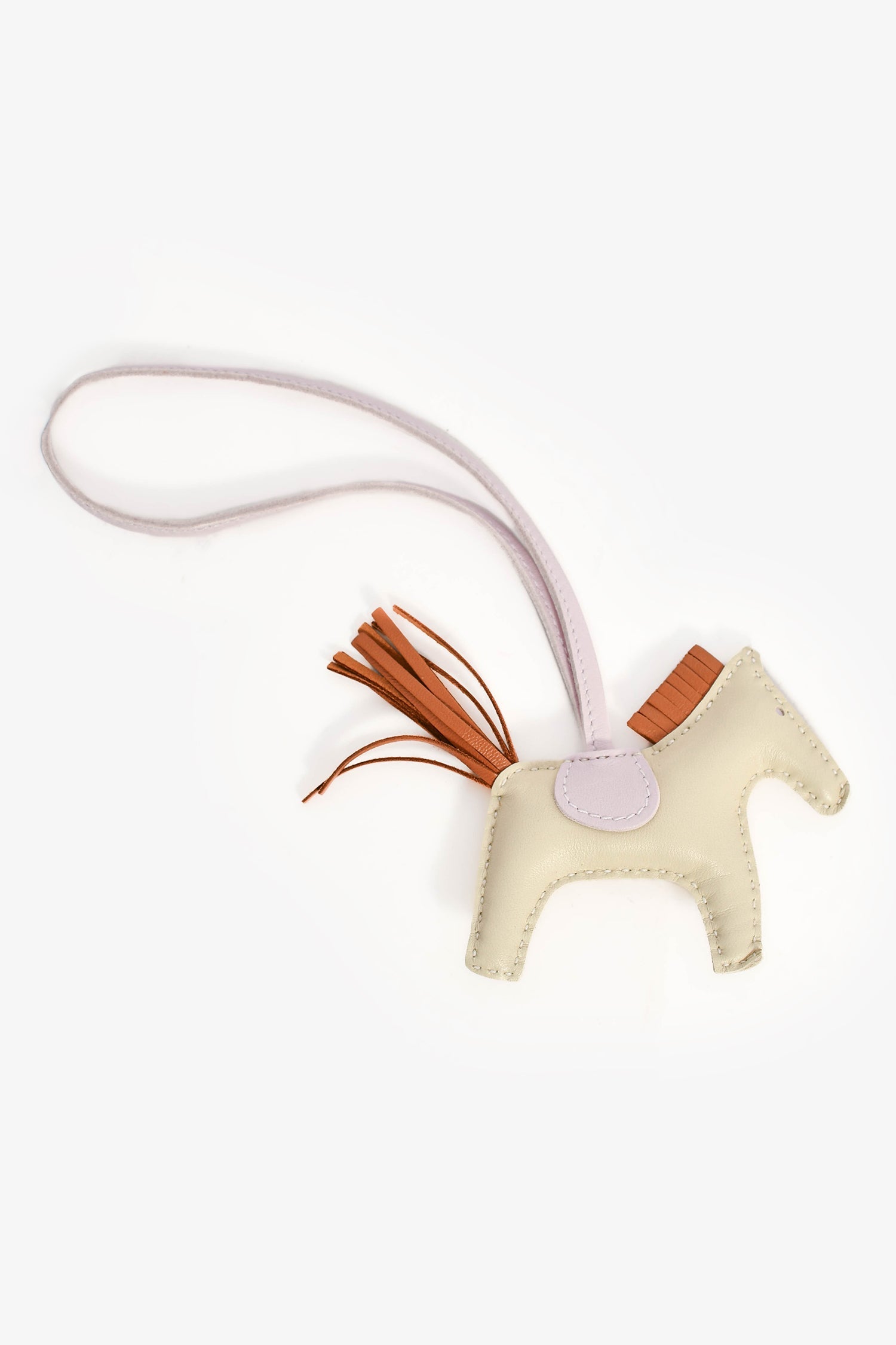 Hermès Cream/Pink Brown Leather Rodeo PM Bag Charm