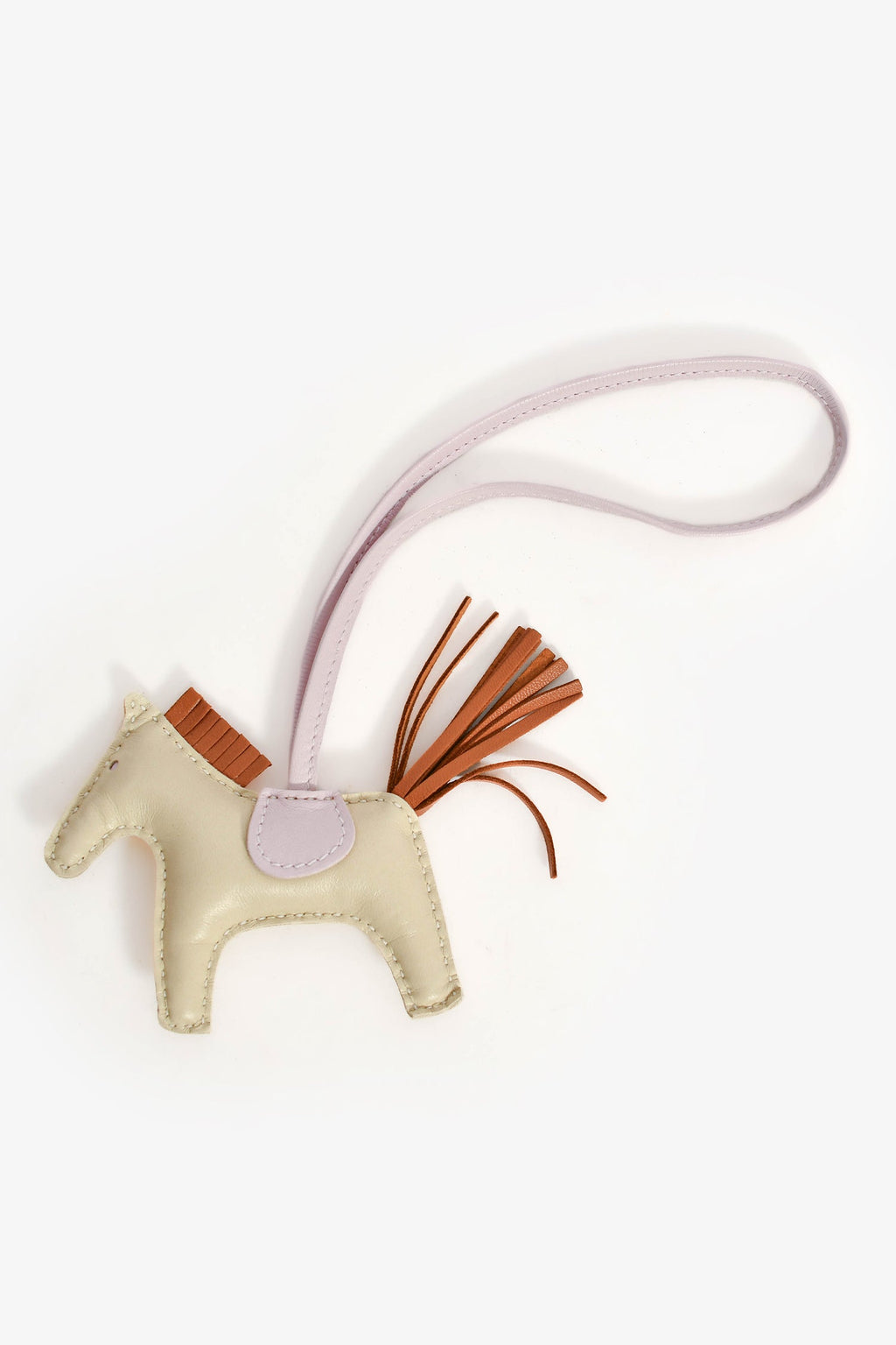 Hermès Cream/Pink Brown Leather Rodeo PM Bag Charm
