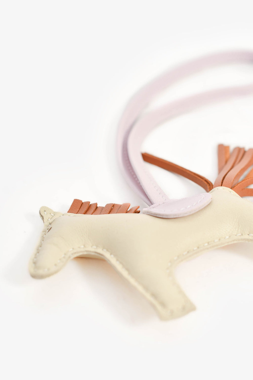 Hermès Cream/Pink Brown Leather Rodeo PM Bag Charm