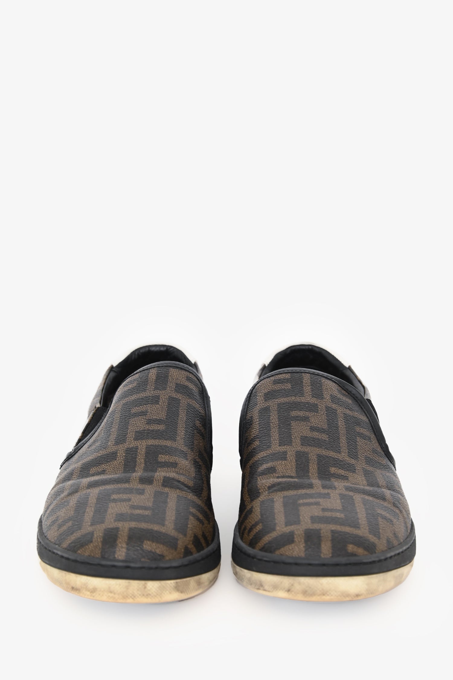 Fendi Brown Zucca Leather Sneakers Size 10 Mens