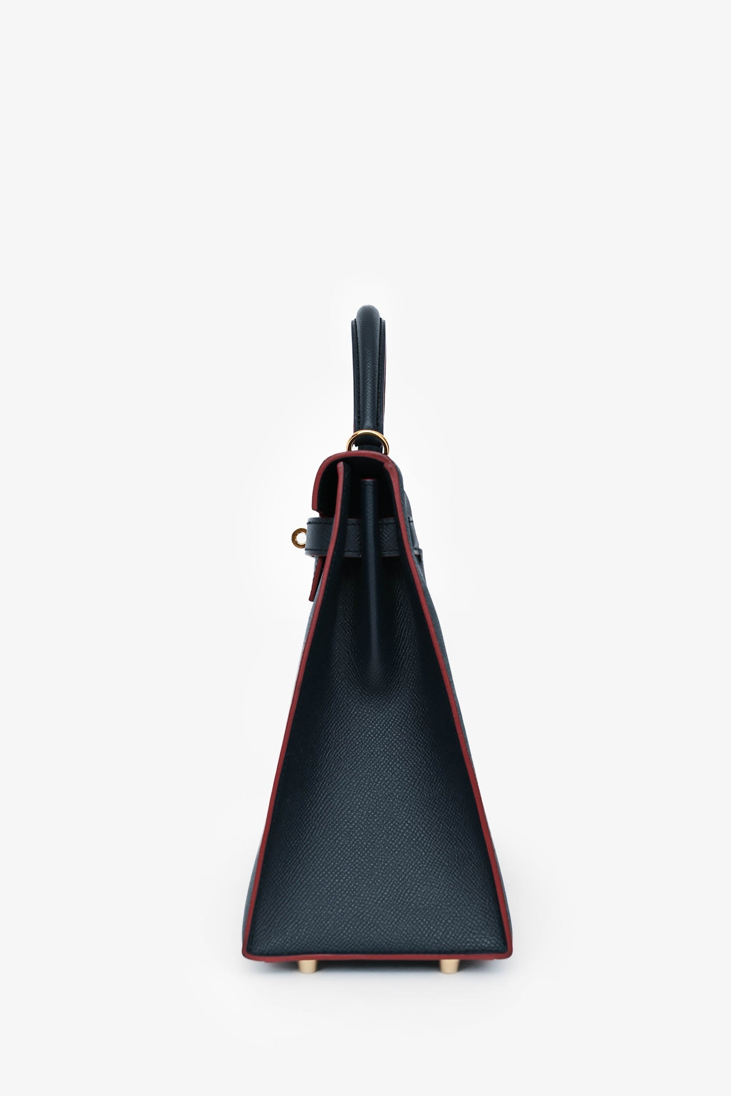 Hermès 2016 Blue Indigo/Rouge H Trim Epsom Leather Contour Sellier Kelly 32 With Strap GHW
