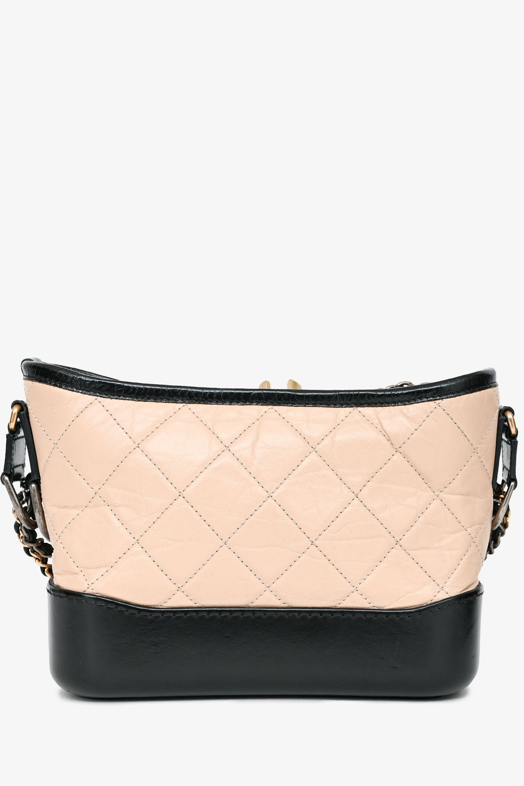 Pre-Loved Chanel™ 2017-18 Beige/Black Leather Small Gabrielle Chain Bag