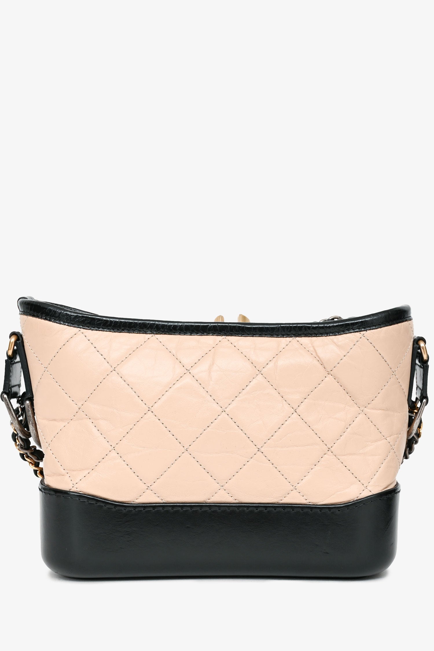 Pre-Loved Chanel™ 2017-18 Beige/Black Leather Small Gabrielle Chain Bag