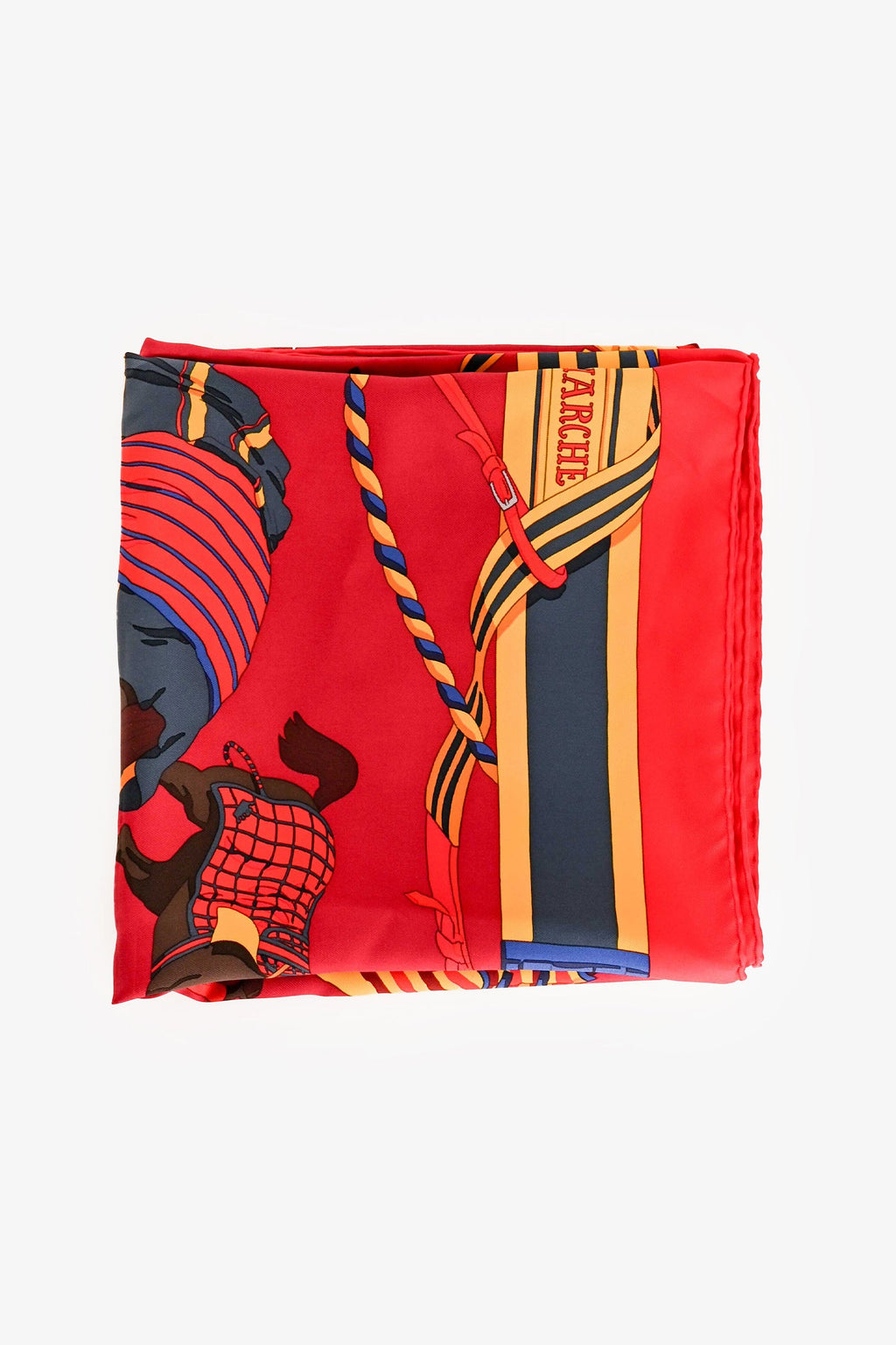 Hermès Red/Yellow Silk 'Ronds de Marche' Scarf Size 90