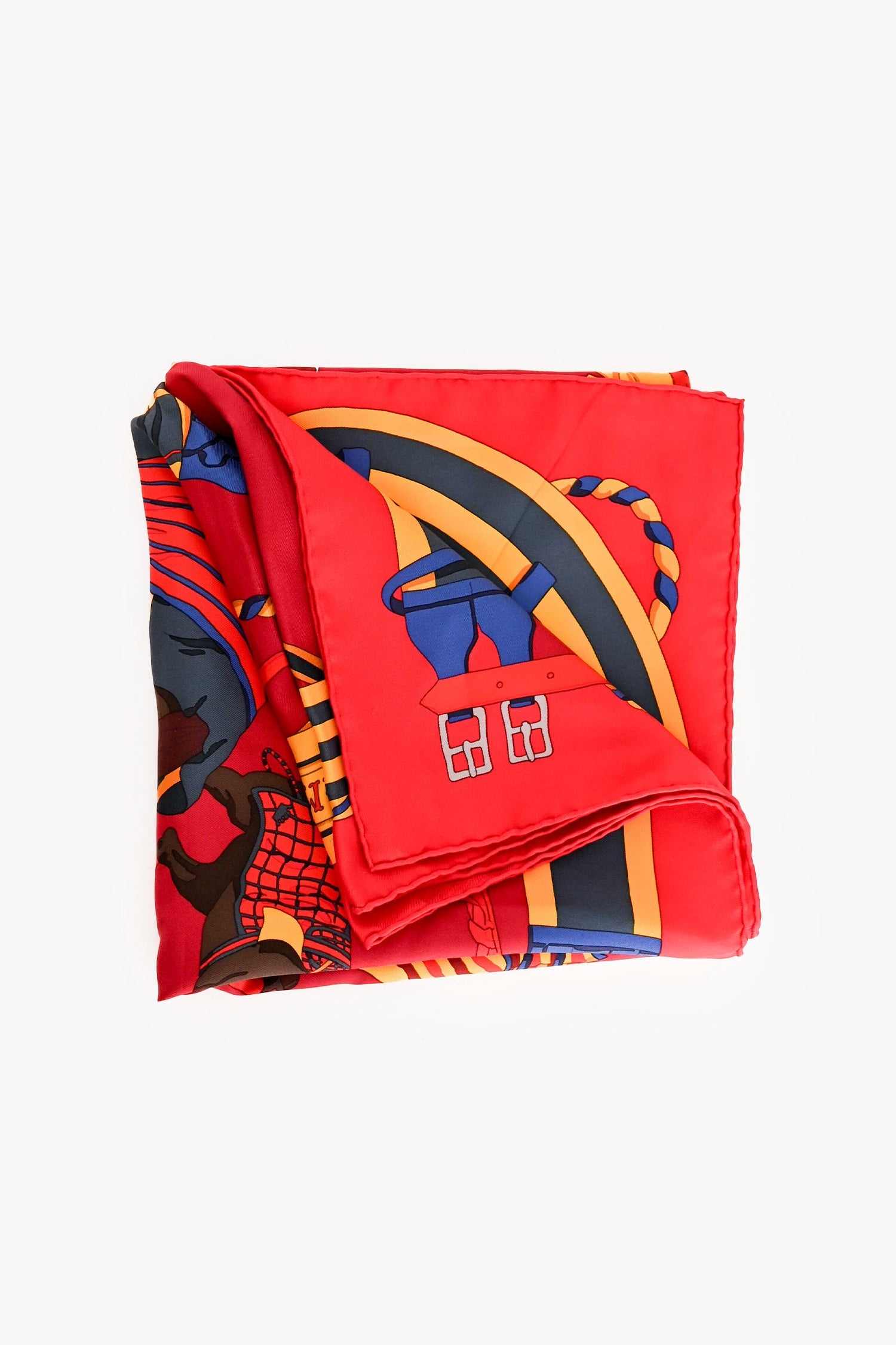Hermès Red/Yellow Silk 'Ronds de Marche' Scarf Size 90