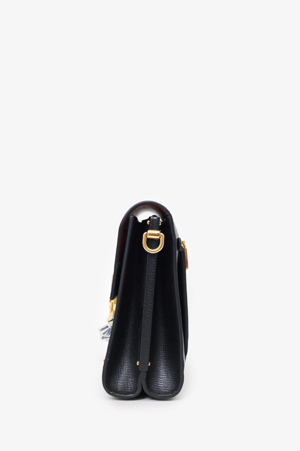Dolce & Gabbana Black Embossed Leather Bird Embellished Shoulder Bag
