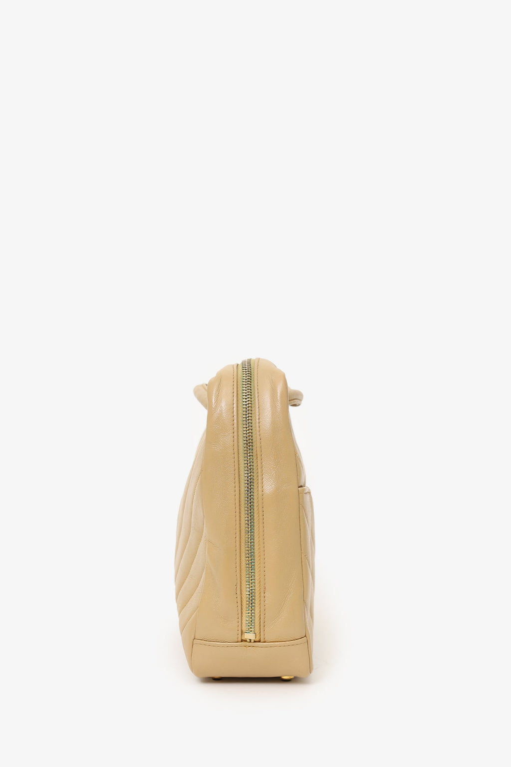 Pre-Loved Chanel™ 1989-91 Beige Lambskin Chevron Shoulder Bag