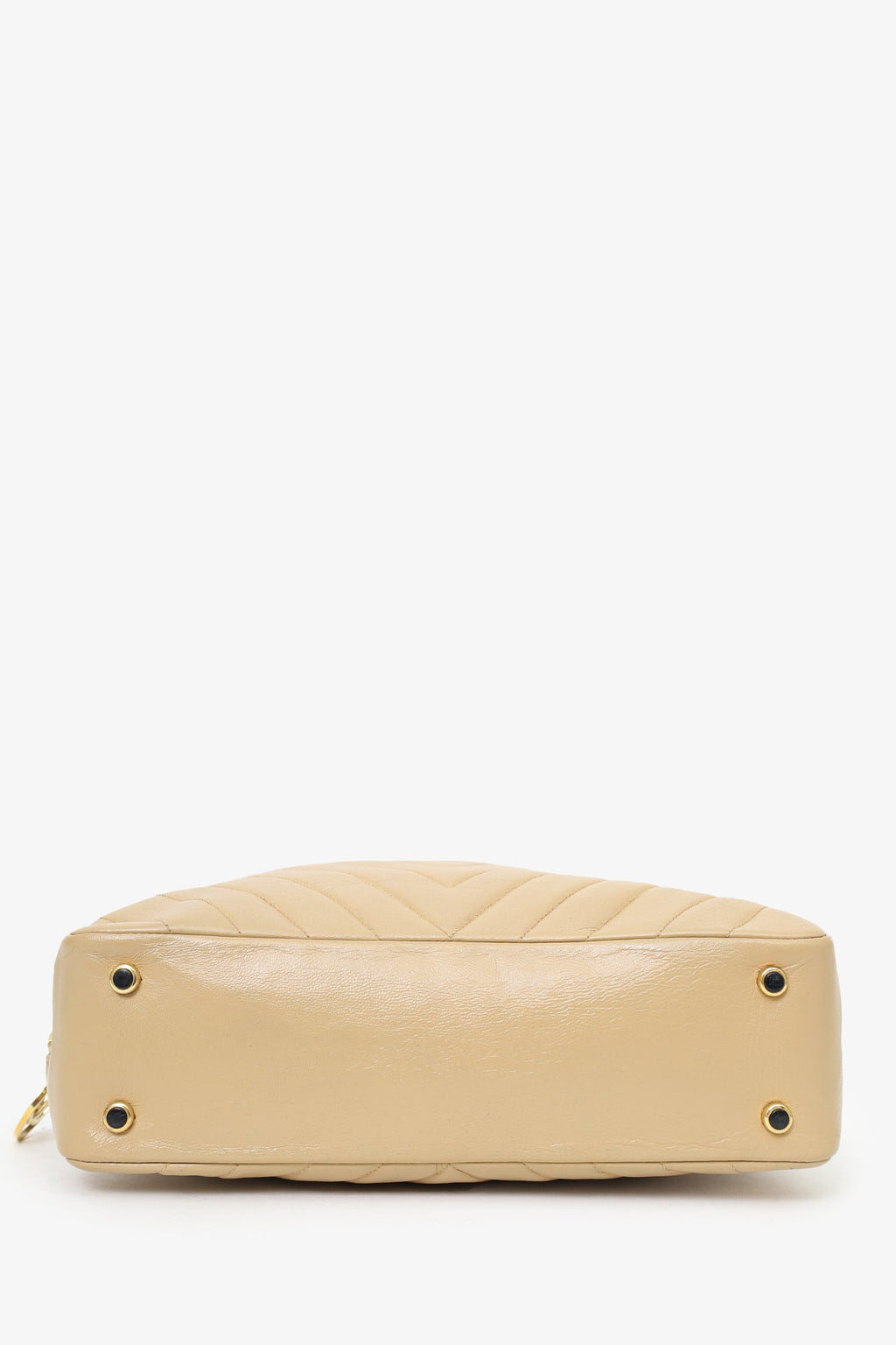 Pre-Loved Chanel™ 1989-91 Beige Lambskin Chevron Shoulder Bag