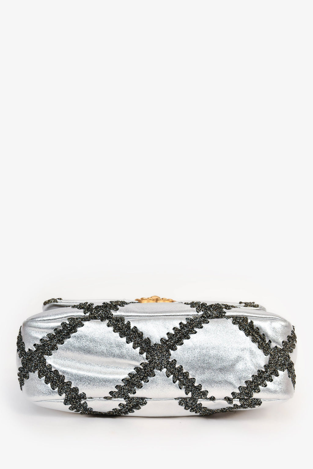 Pre-Loved Chanel™ Limited Edition Silver/Gunmetal Crochet Small 19 Duo-Toned Chain Shoulder Bag