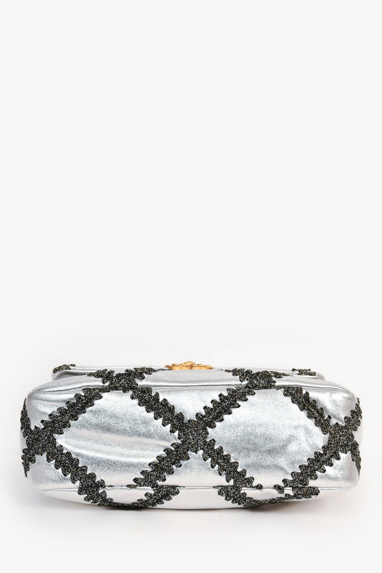 Pre-Loved Chanel™ Limited Edition Silver/Gunmetal Crochet Small 19 Duo-Toned Chain Shoulder Bag