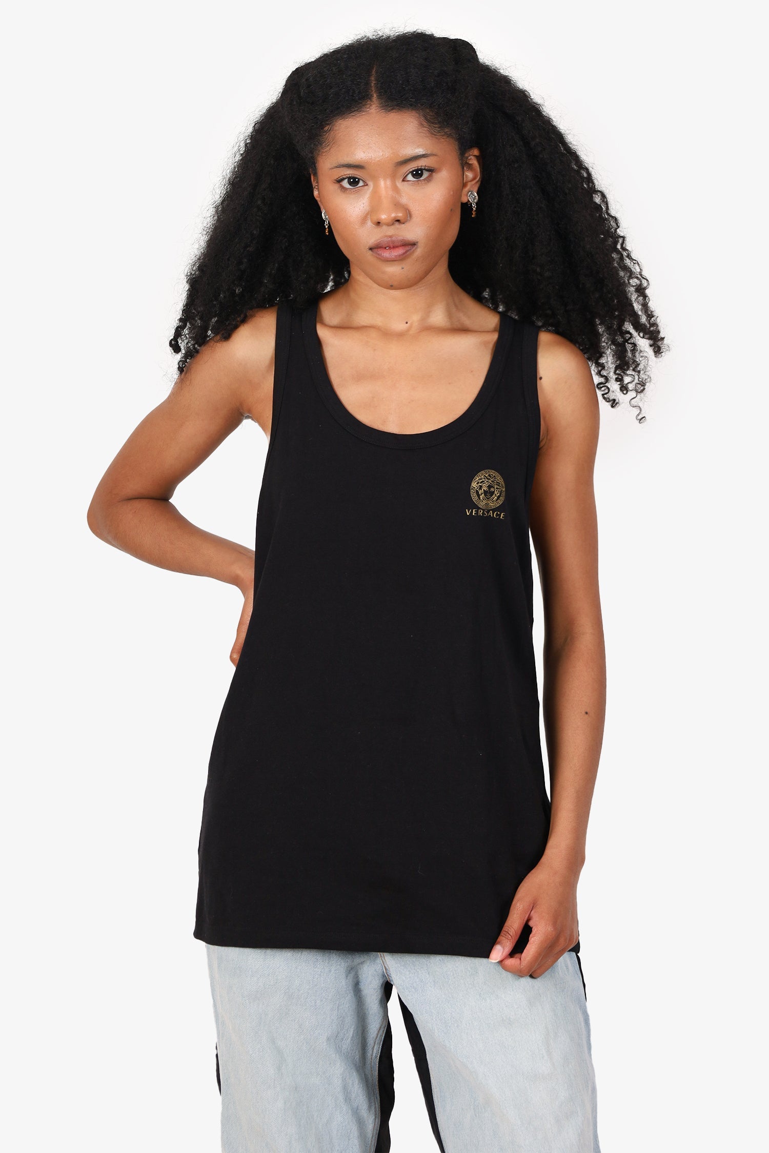 Versace Black Medusa Print Tank Top Size 5