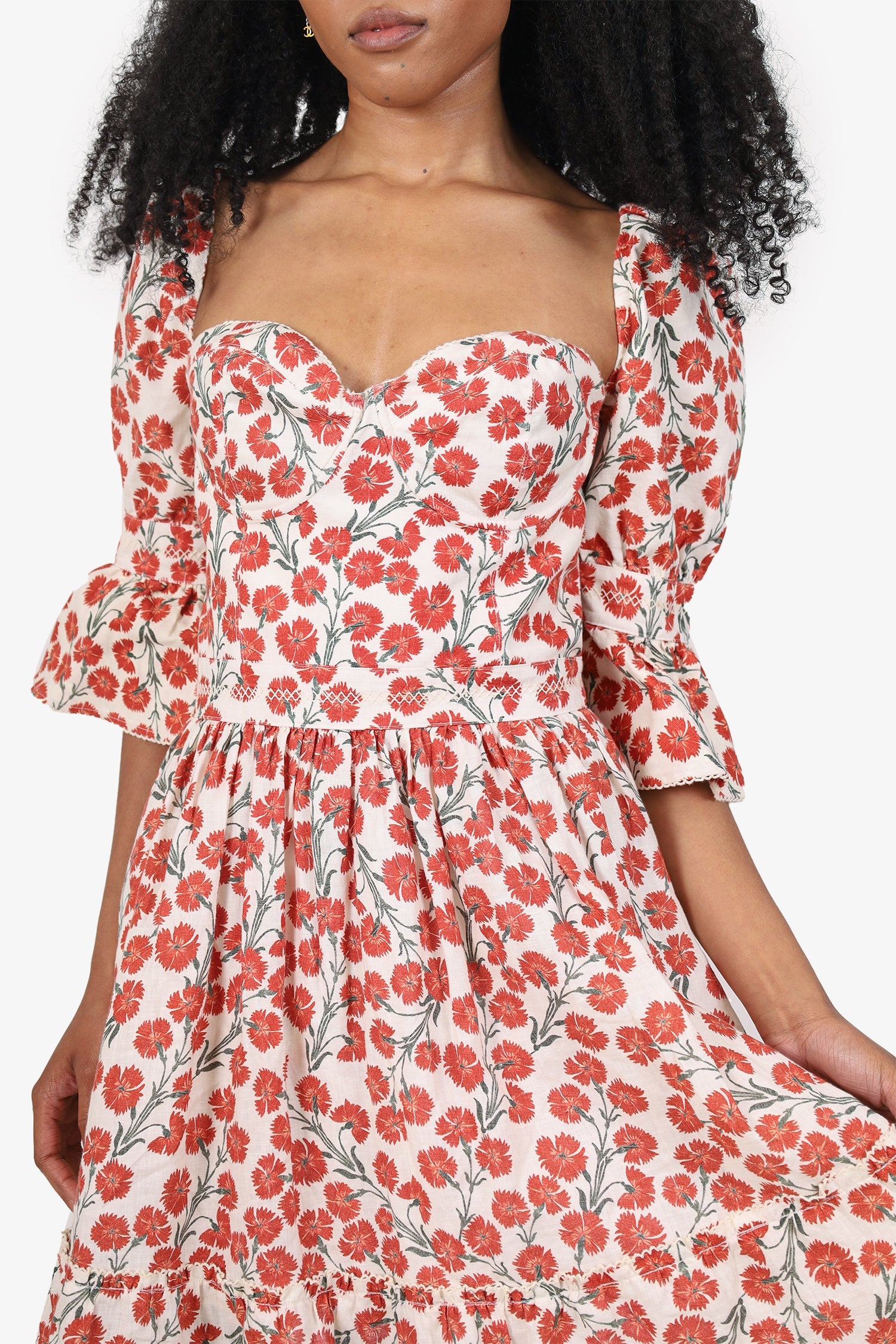 Agua by Agua Bendita White/Red Floral Print Mini Dress Size XL