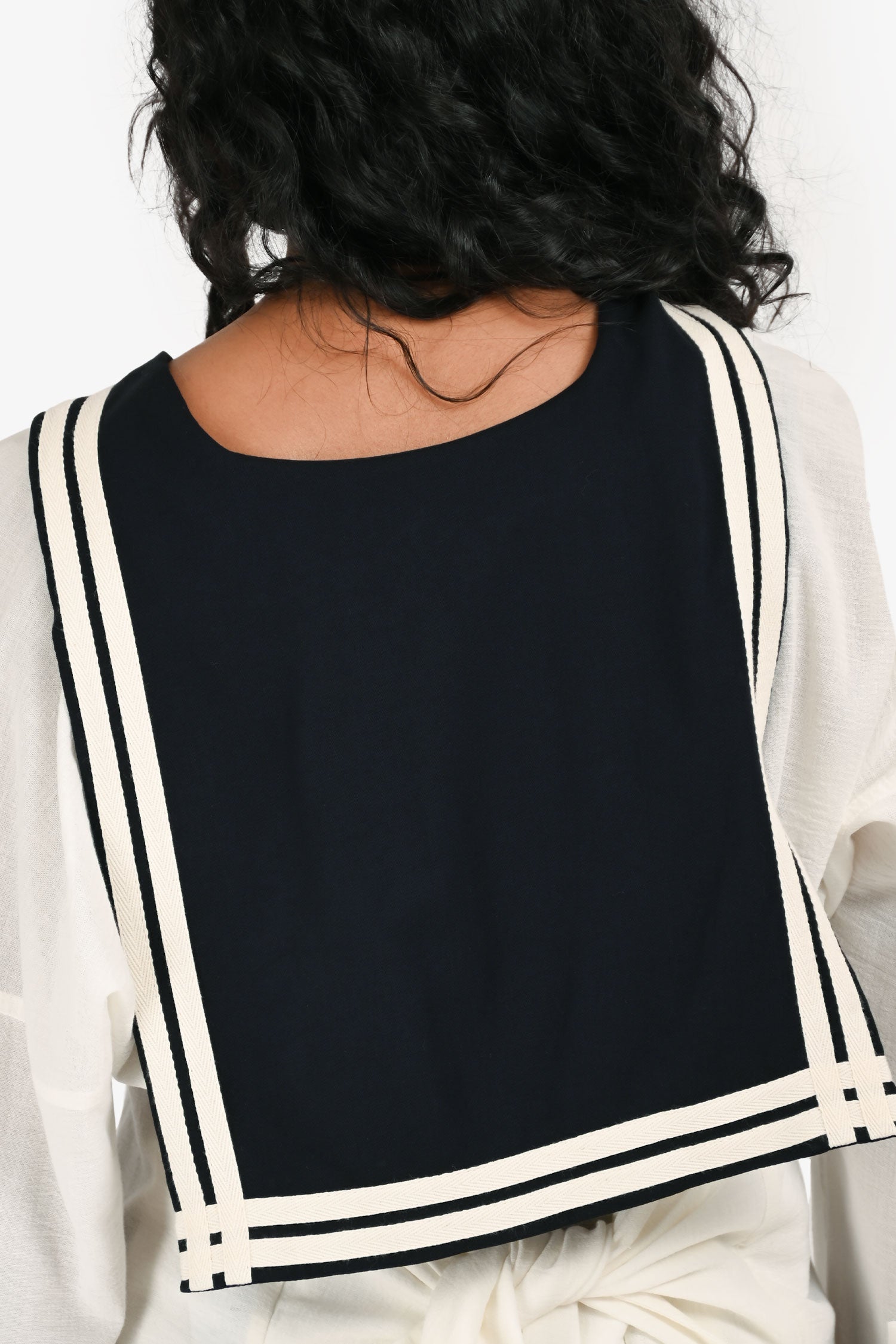 Loewe White Linen Navy Sailor Double Sleeve Tunic
