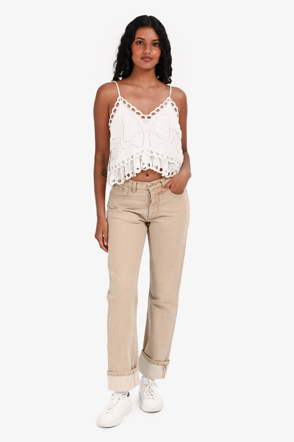 Helmut Lang Beige Straight Leg Cuff Denim Size 27