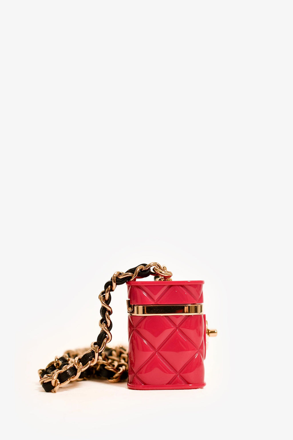 Pre-Loved Chanel™ 2022 Magenta Resin Mini Vanity Case Pendant Chain Necklace