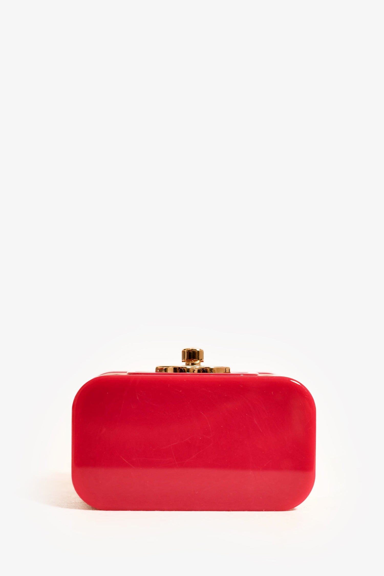 Pre-Loved Chanel™ 2022 Magenta Resin Mini Vanity Case Pendant Chain Necklace