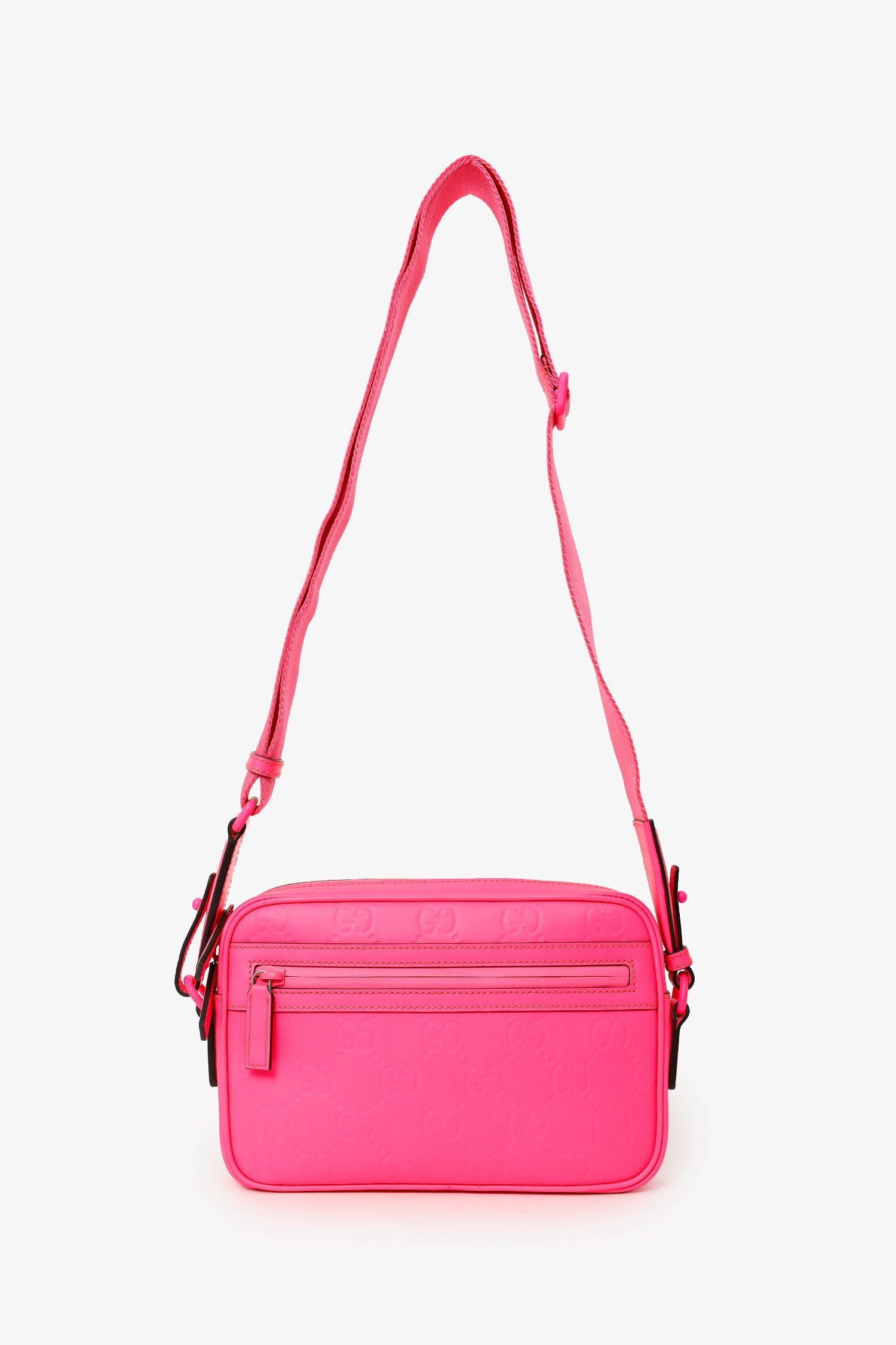 Gucci Neon Pink Rubber-Effect Crossbody Bag