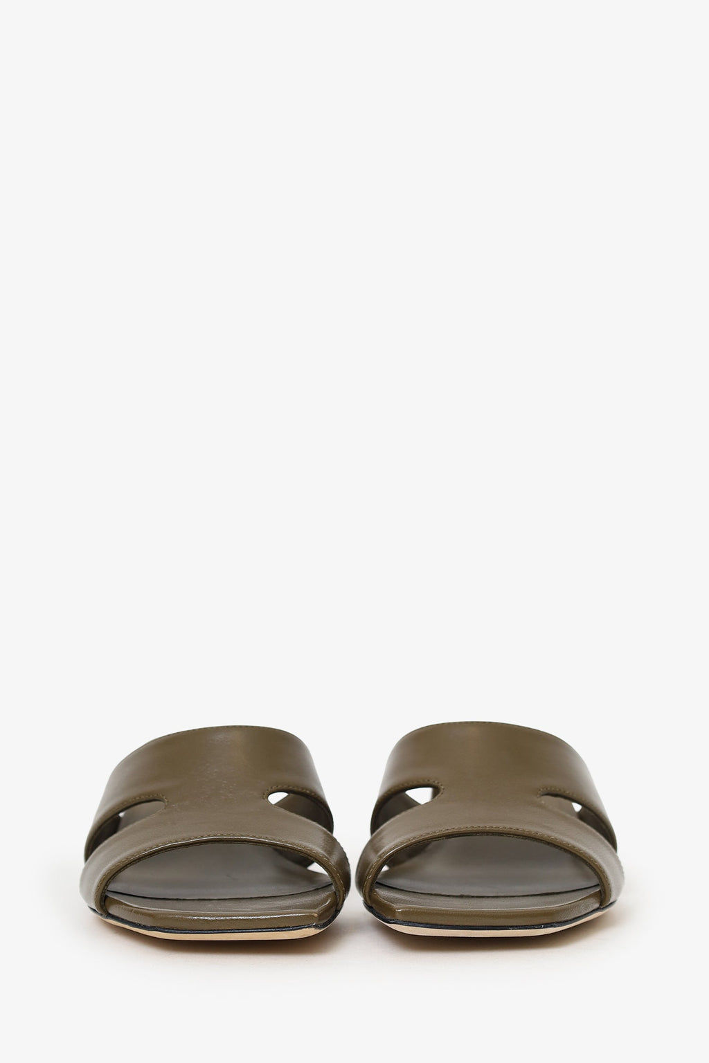 Jimmy Choo Khaki Green Leather Ellison Block Heel Mules Size 36