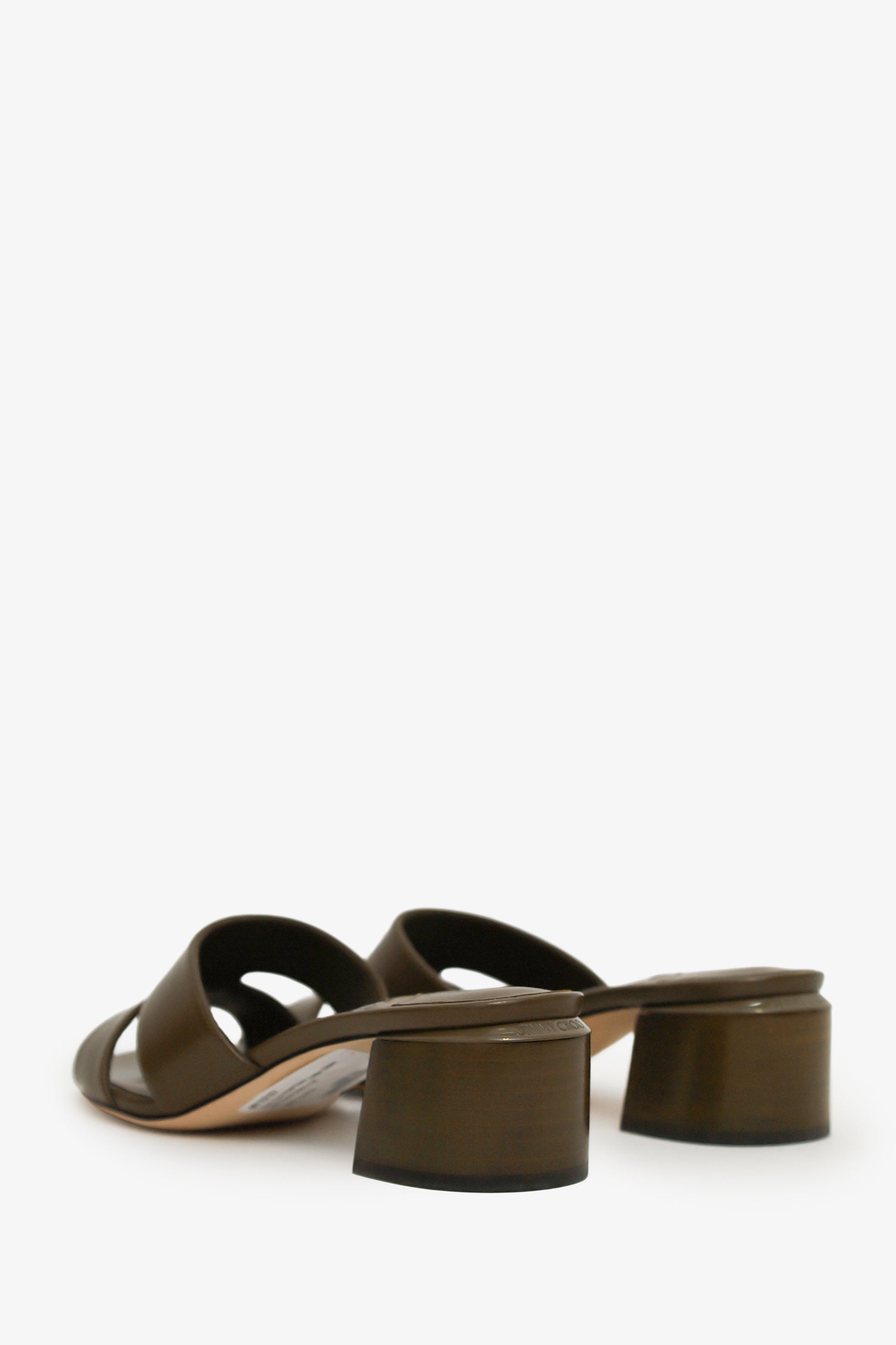Jimmy Choo Khaki Green Leather Ellison Block Heel Mules Size 36
