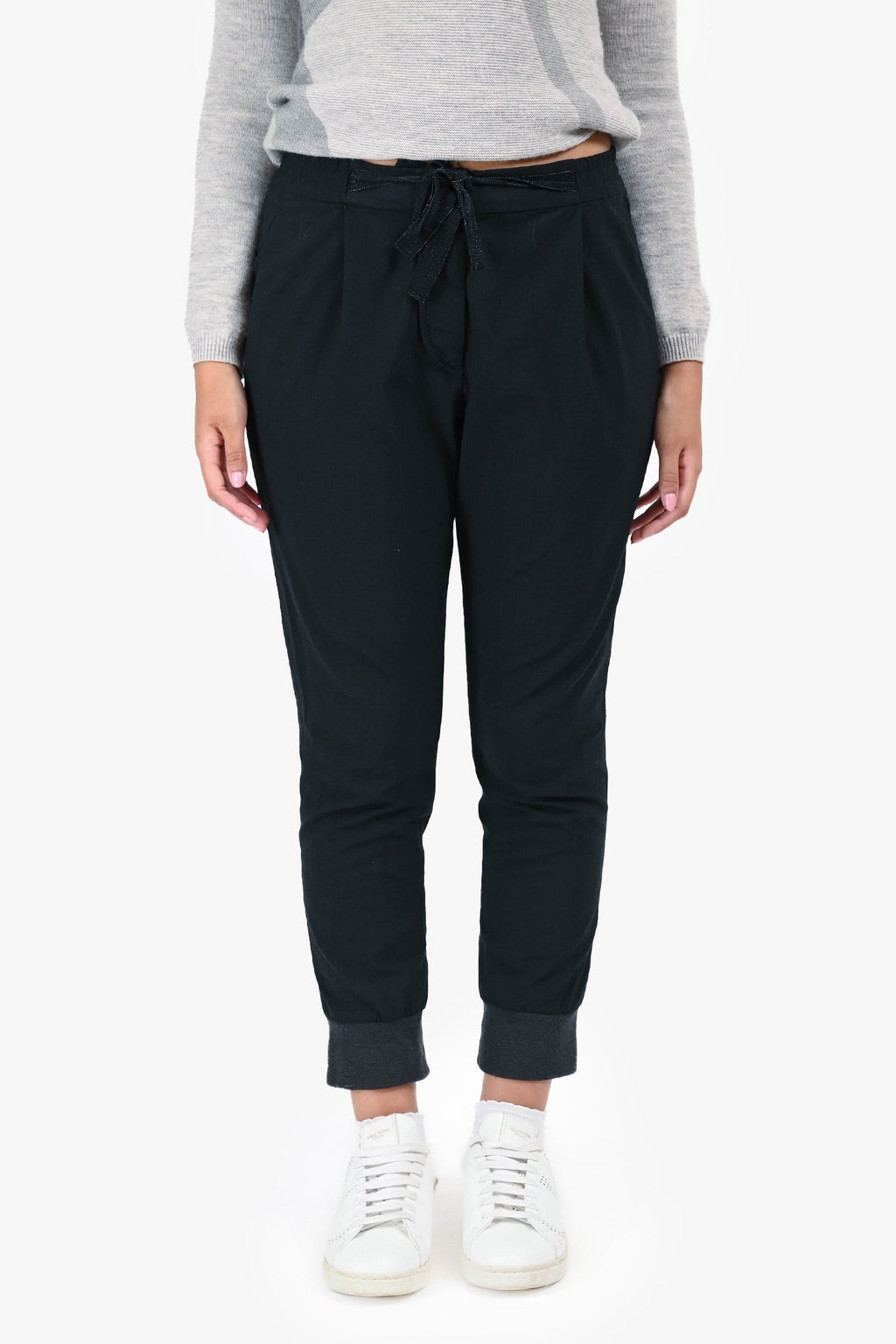 Brunello Cucinelli Black Wool Lightweight Joggers Size 6
