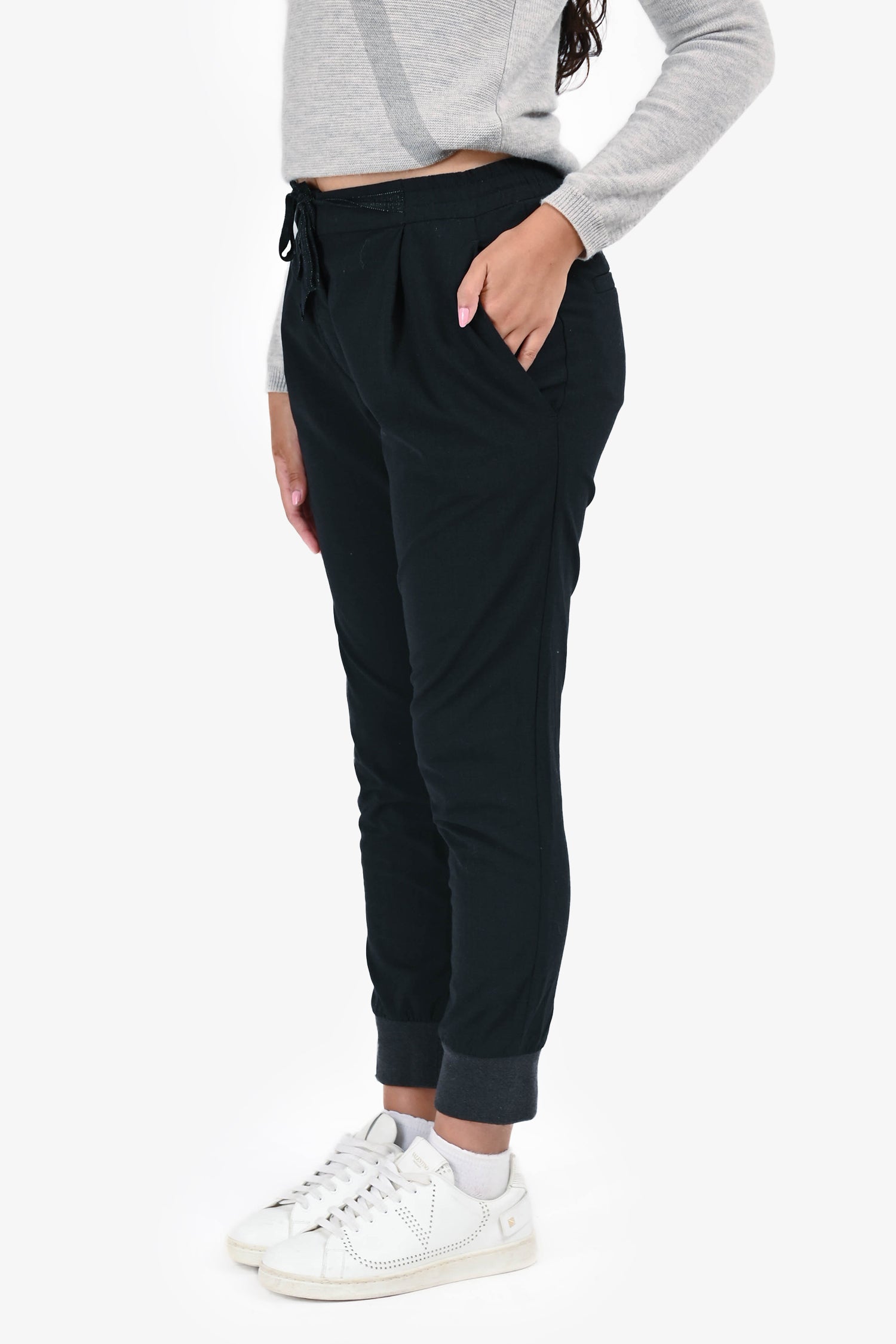 Brunello Cucinelli Black Wool Lightweight Joggers Size 6