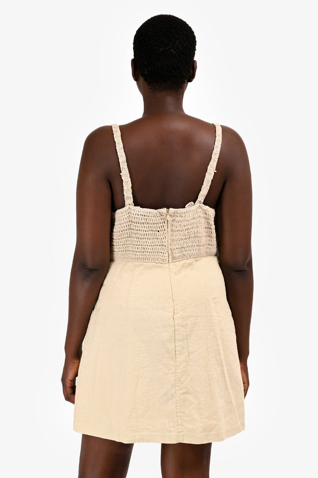 L'academie Green Linen Crochet Detailed Dress Estimated Size M