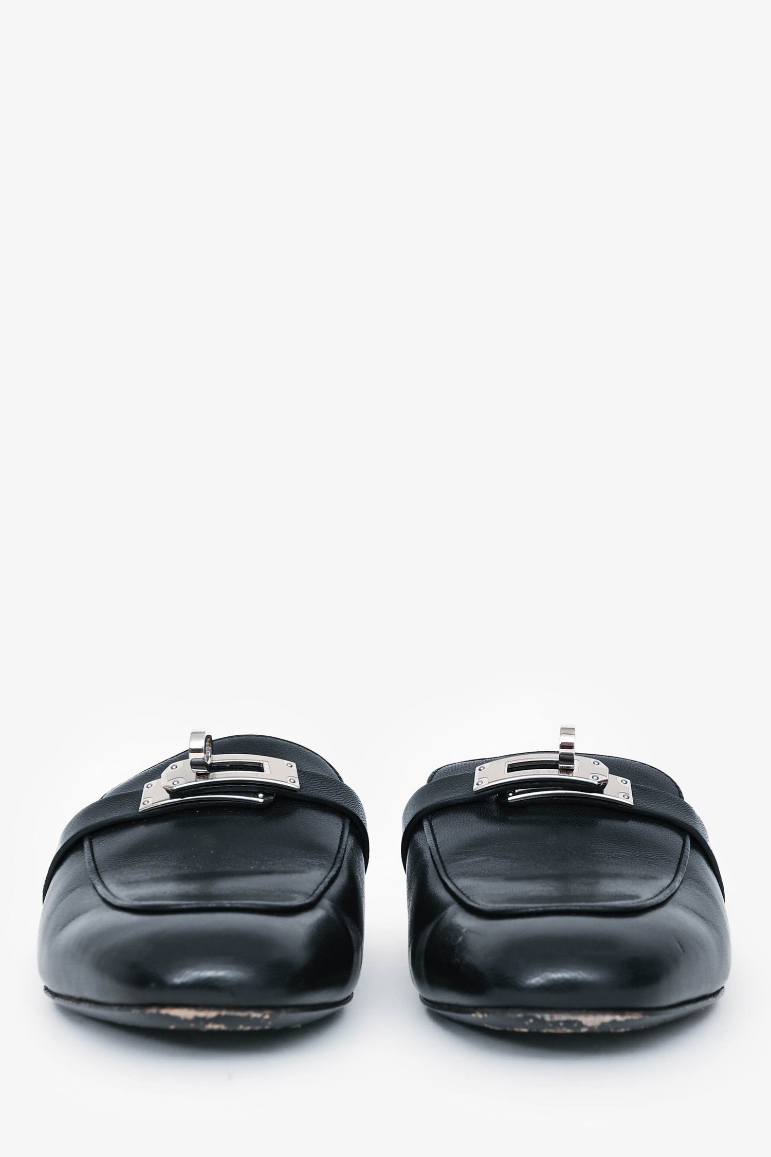 Hermès Black Leather Oz Mules Size 35
