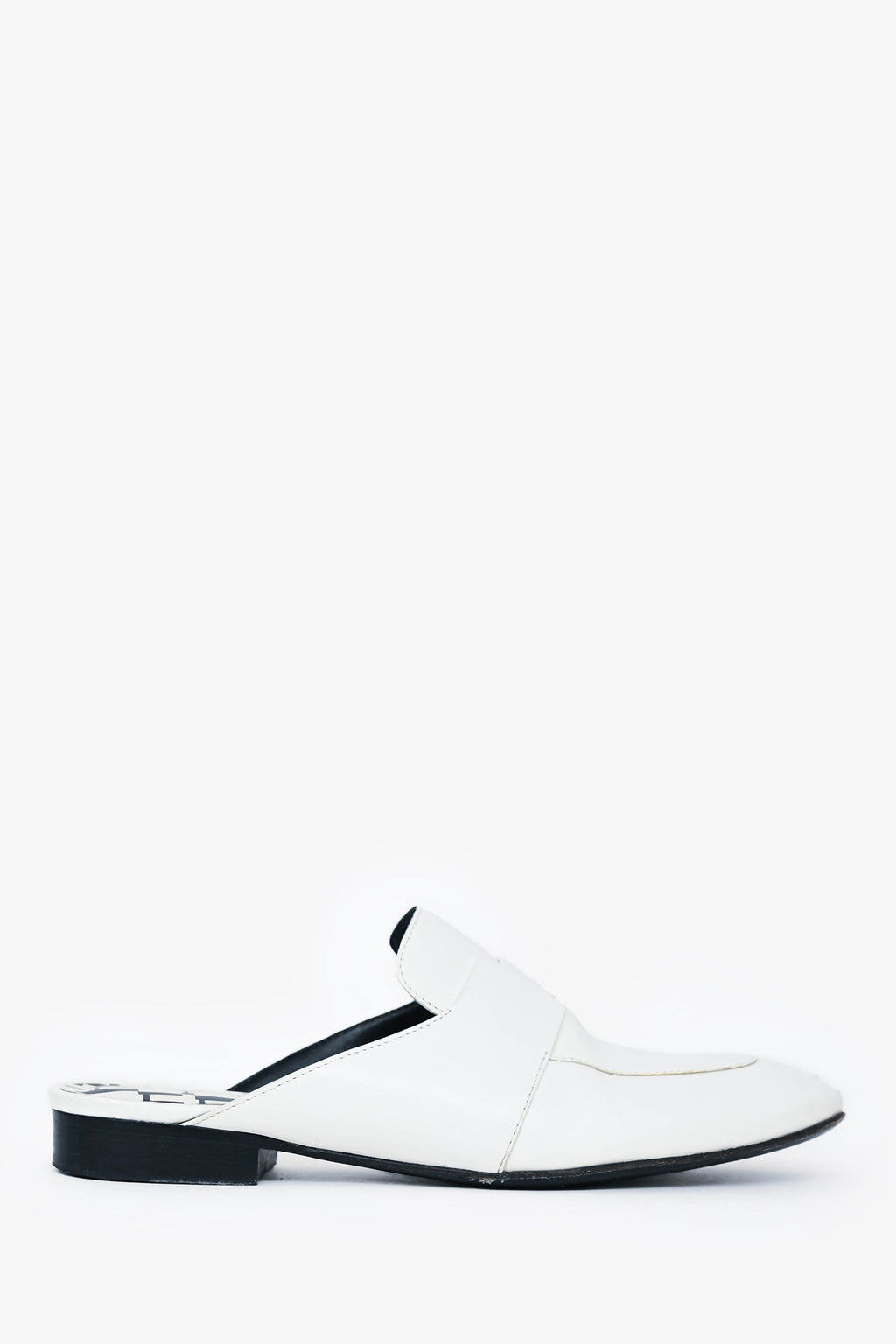 Hermès White Leather Catena Mules Size 35