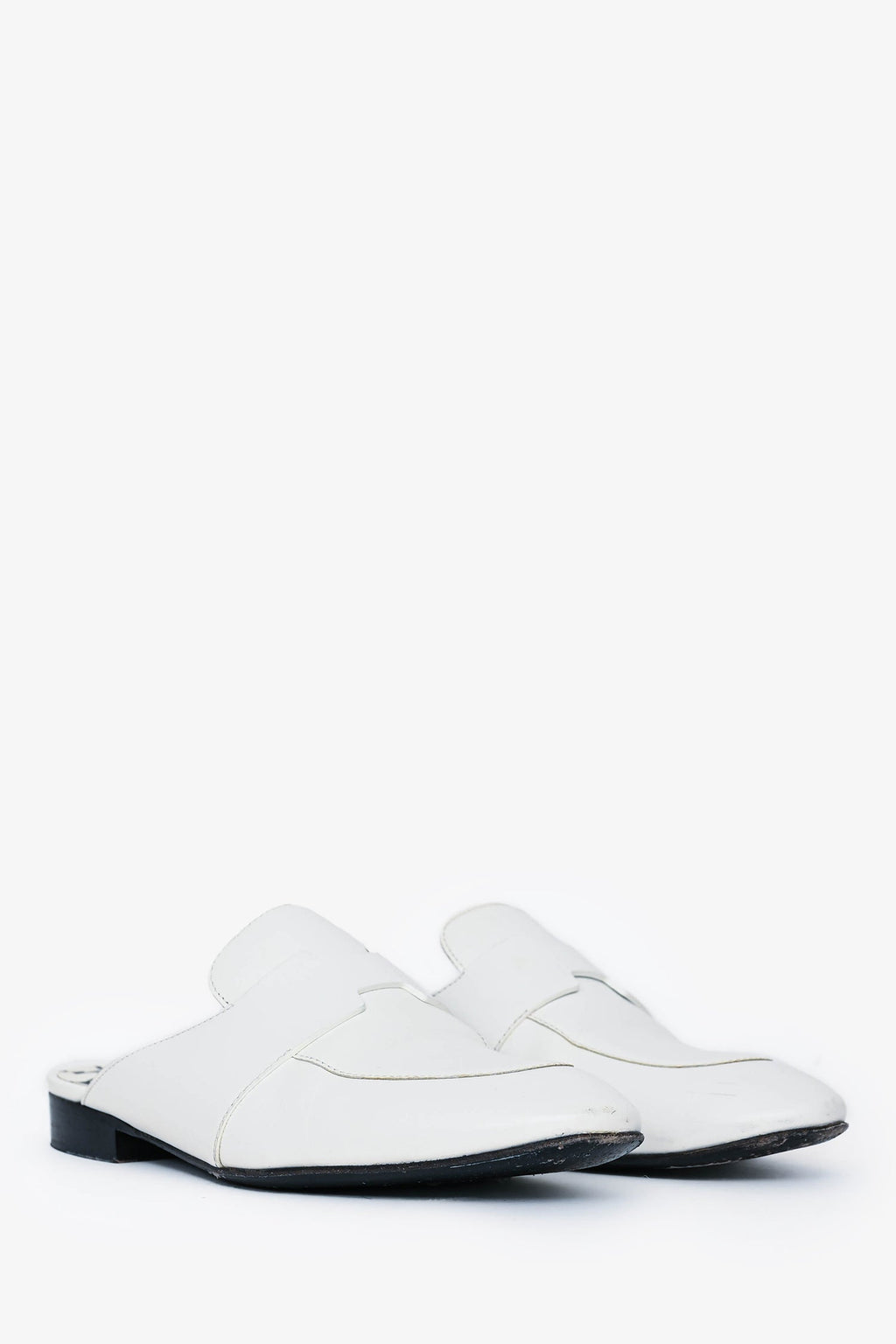 Hermès White Leather Catena Mules Size 35