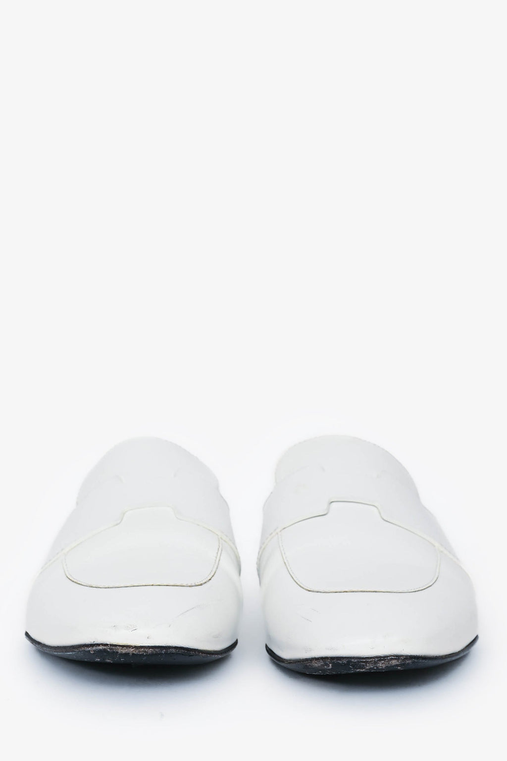 Hermès White Leather Catena Mules Size 35