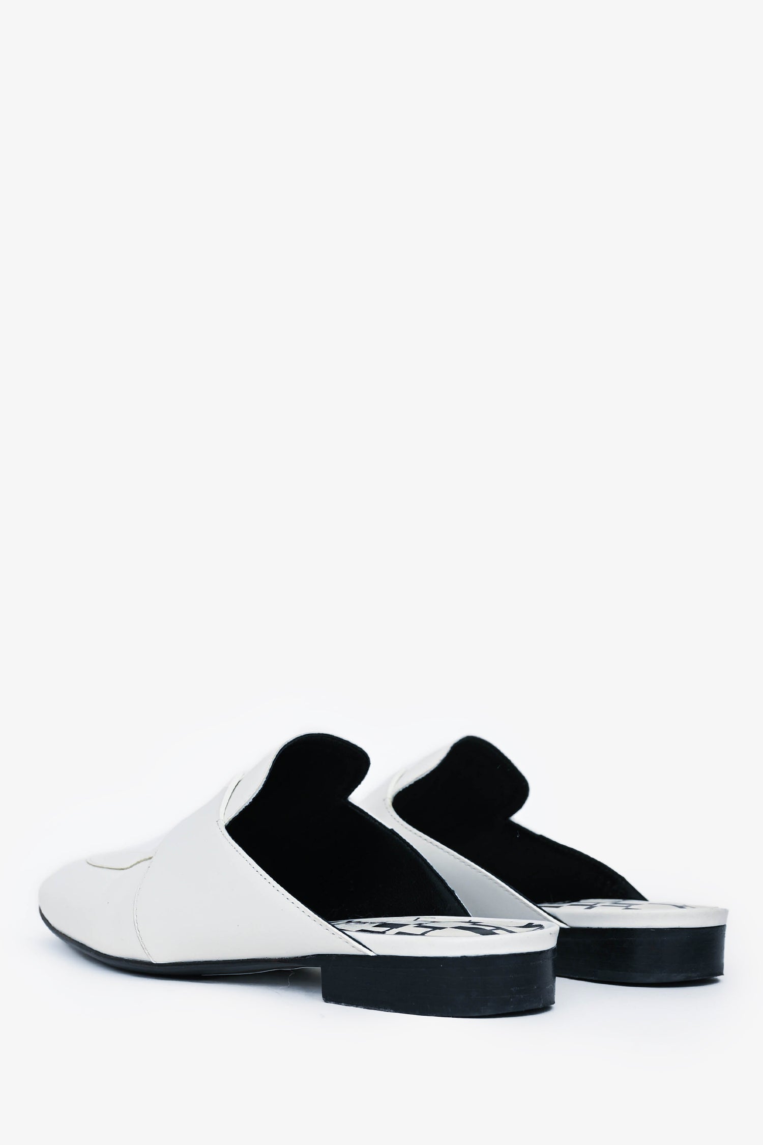 Hermès White Leather Catena Mules Size 35