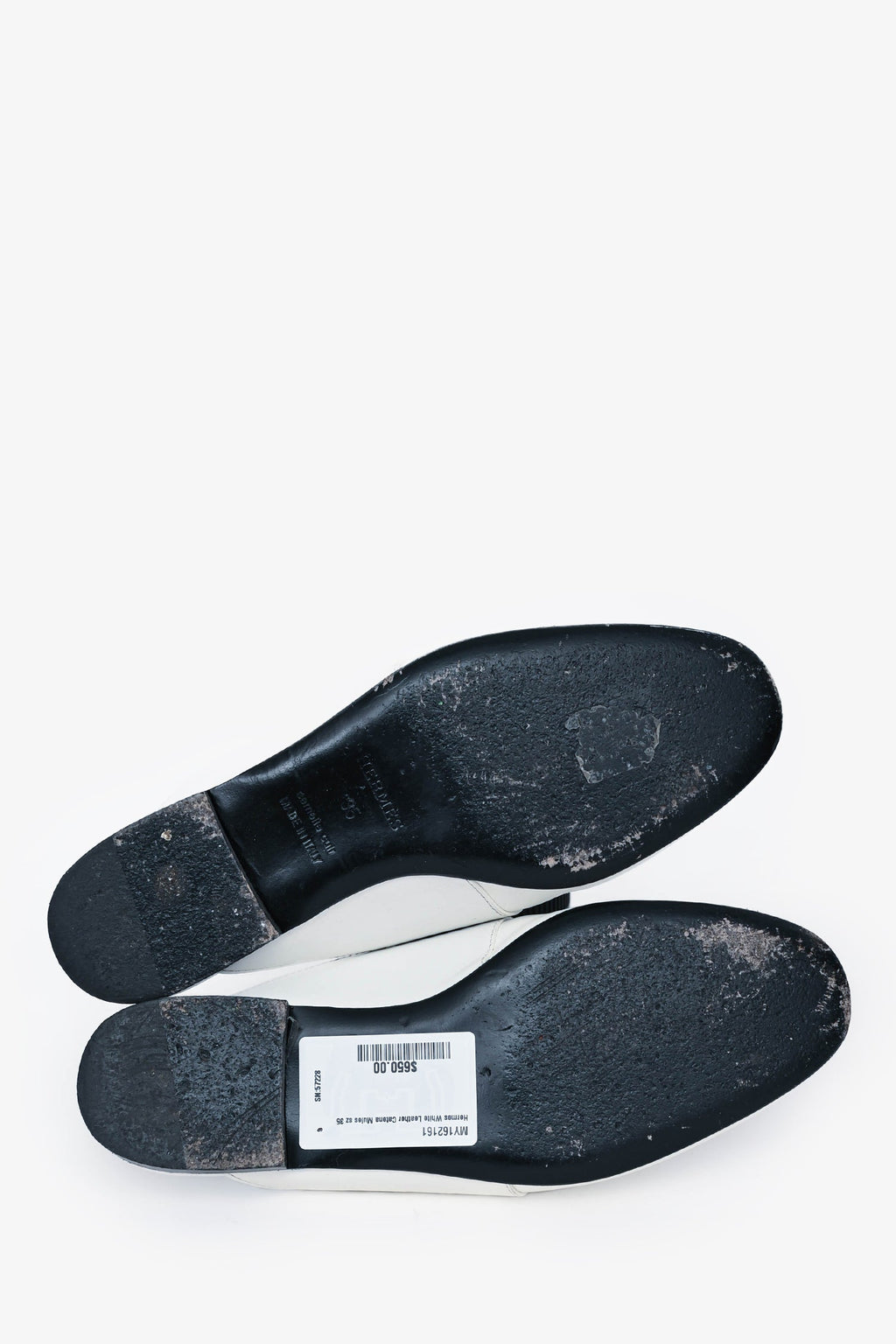 Hermès White Leather Catena Mules Size 35