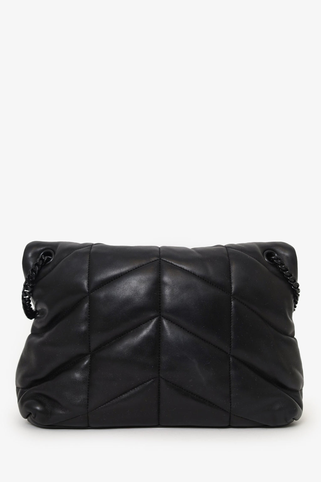 Saint Laurent So Black Monogram Chevron Quilt Matelassé Medium Loulou Puffer Bag