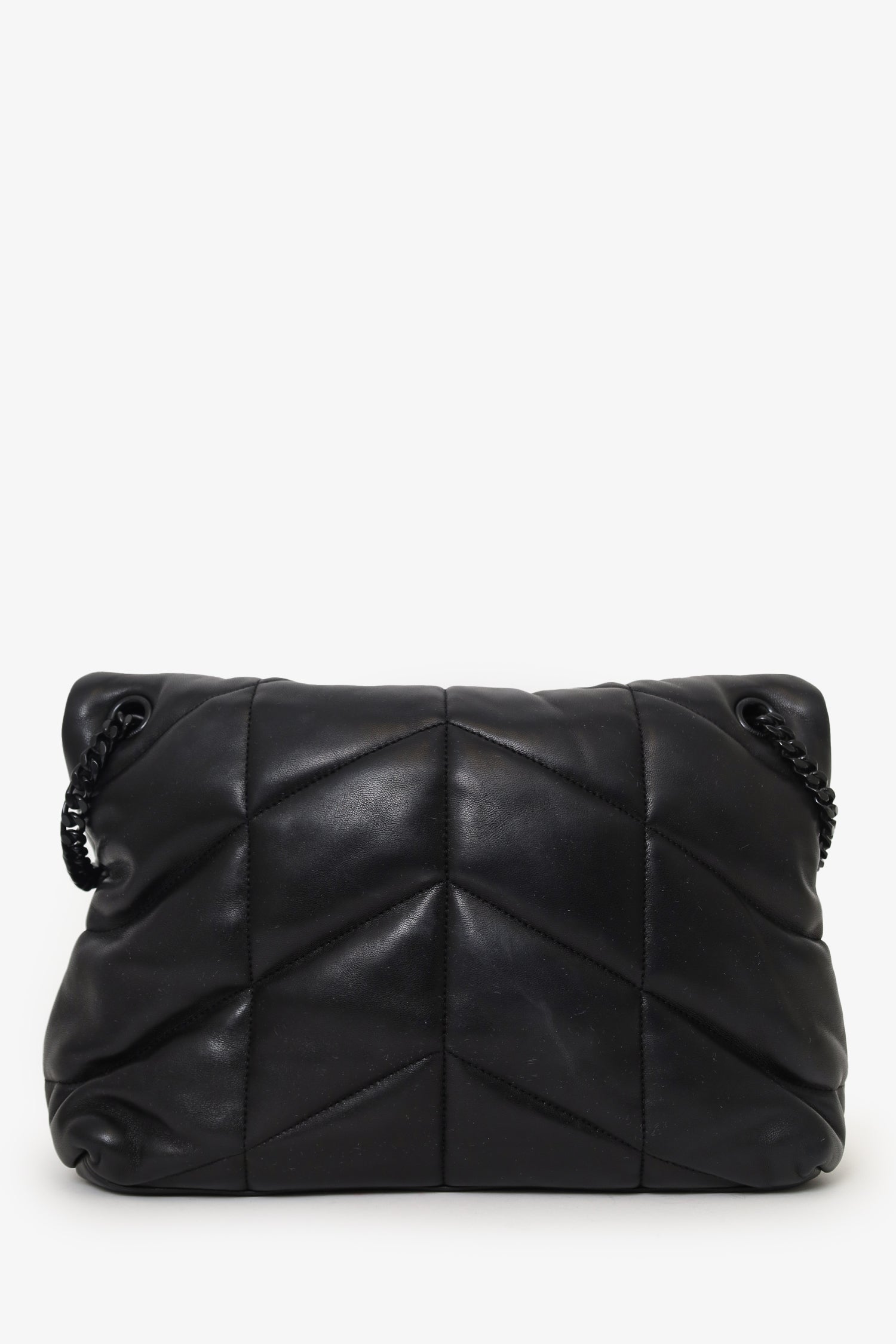Saint Laurent So Black Monogram Chevron Quilt Matelassé Medium Loulou Puffer Bag