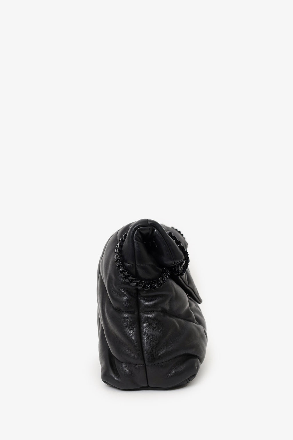 Saint Laurent So Black Monogram Chevron Quilt Matelassé Medium Loulou Puffer Bag
