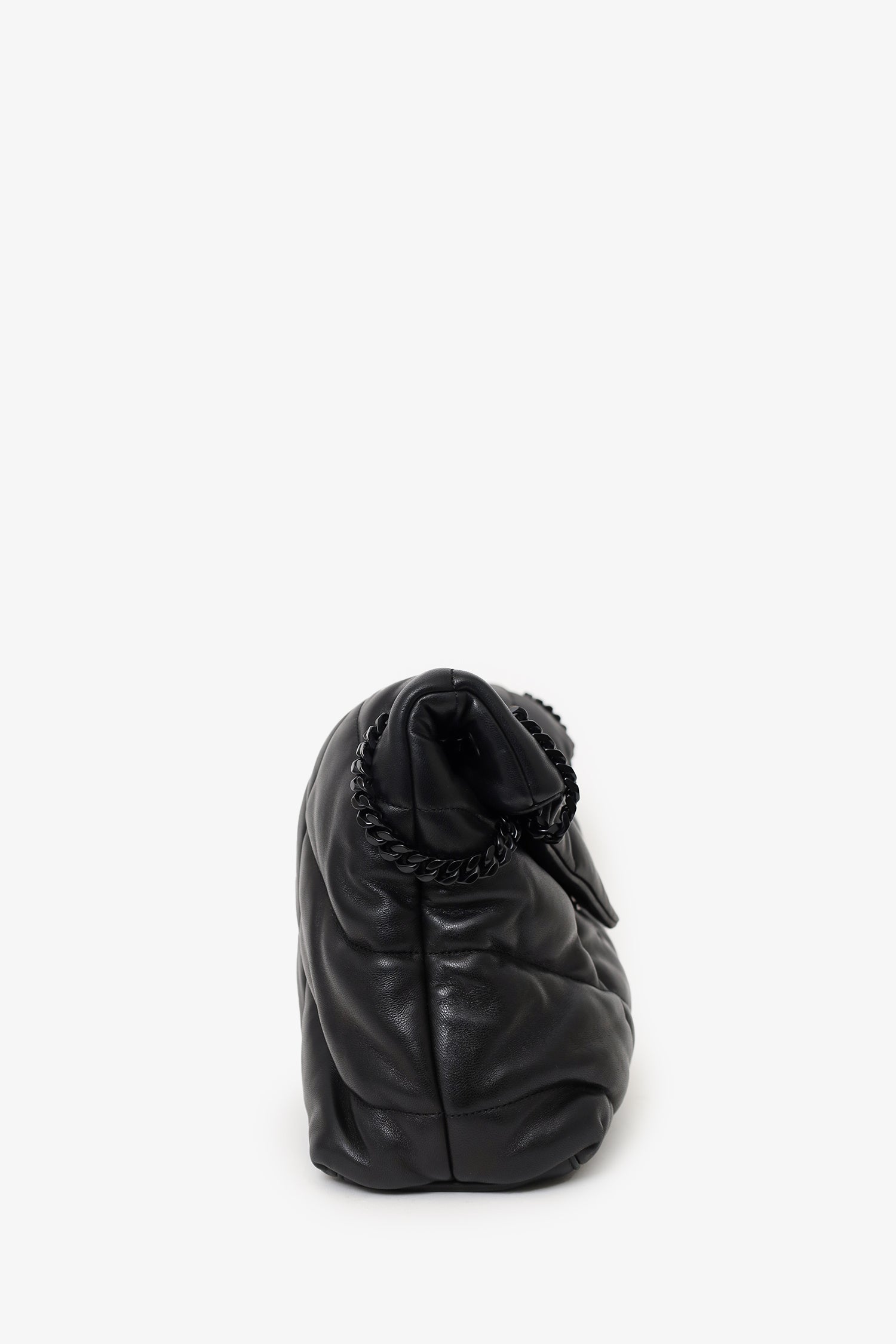 Saint Laurent So Black Monogram Chevron Quilt Matelassé Medium Loulou Puffer Bag